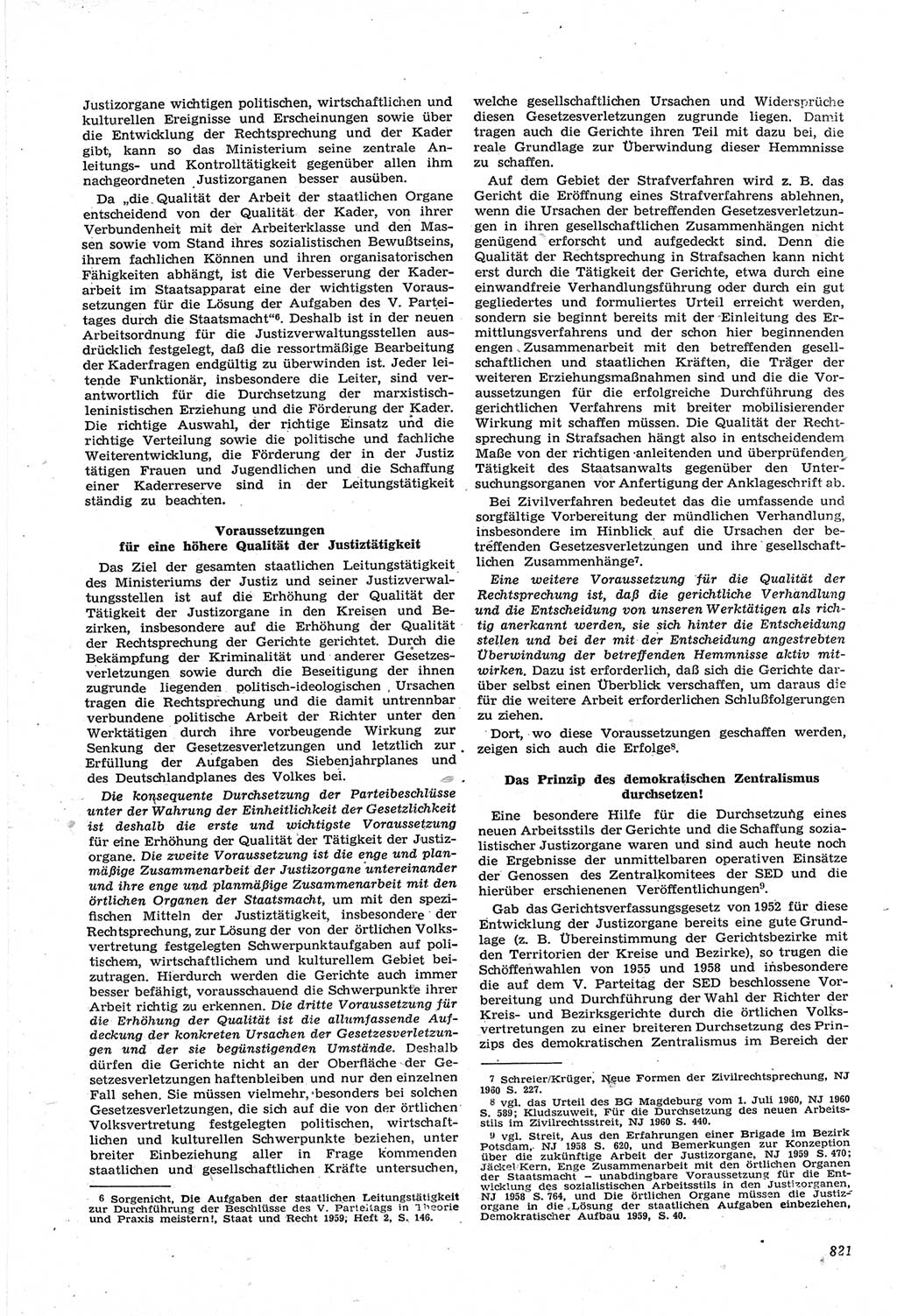 Neue Justiz (NJ), Zeitschrift für Recht und Rechtswissenschaft [Deutsche Demokratische Republik (DDR)], 14. Jahrgang 1960, Seite 821 (NJ DDR 1960, S. 821)