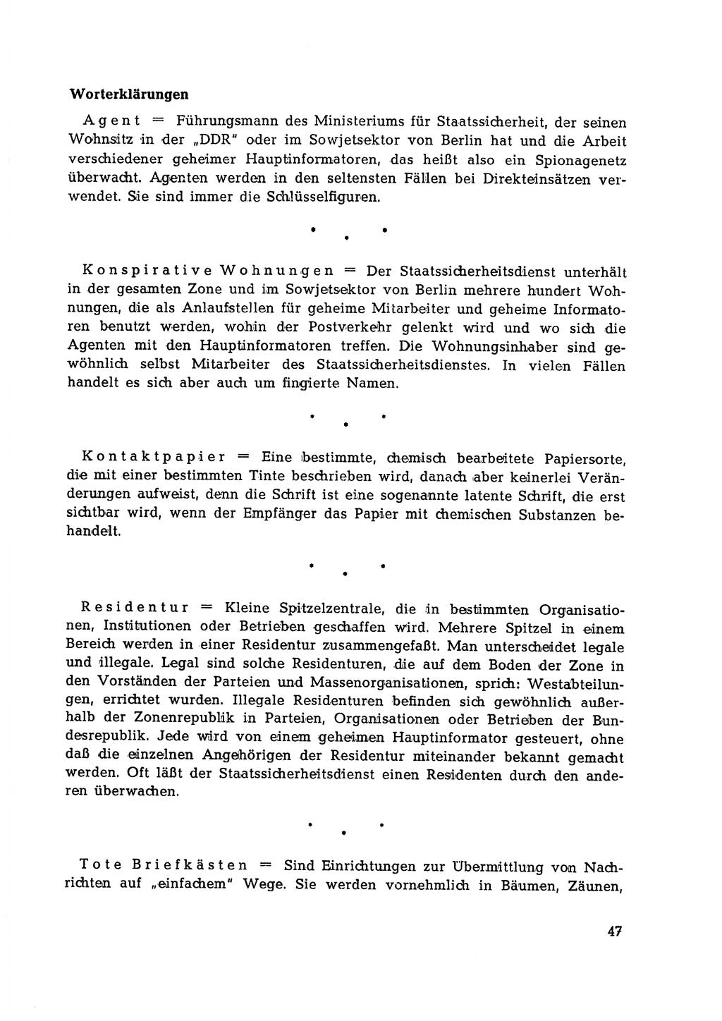 Berlin-Lichtenberg Normannenstraße 22, Agentenzentrale SSD [Staatssicherheitsdienst Deutsche Demokratische Republik (DDR)] 1961, Seite 47 (SSD DDR UfJ BRD 1961, S. 47)