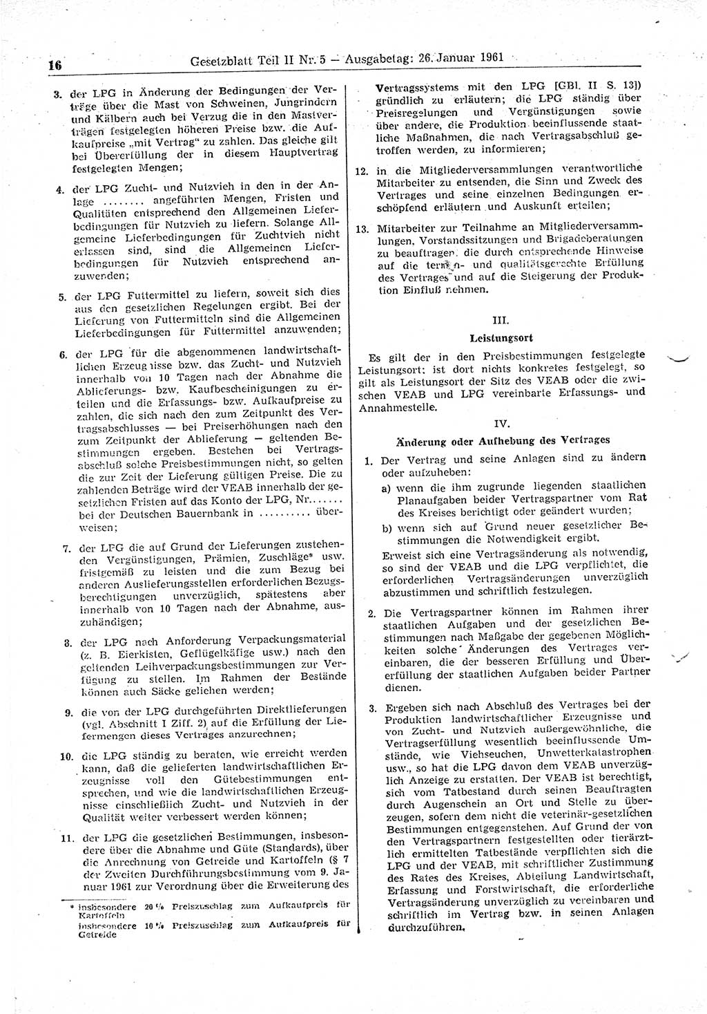 Gesetzblatt (GBl.) der Deutschen Demokratischen Republik (DDR) Teil ⅠⅠ 1961, Seite 16 (GBl. DDR ⅠⅠ 1961, S. 16)