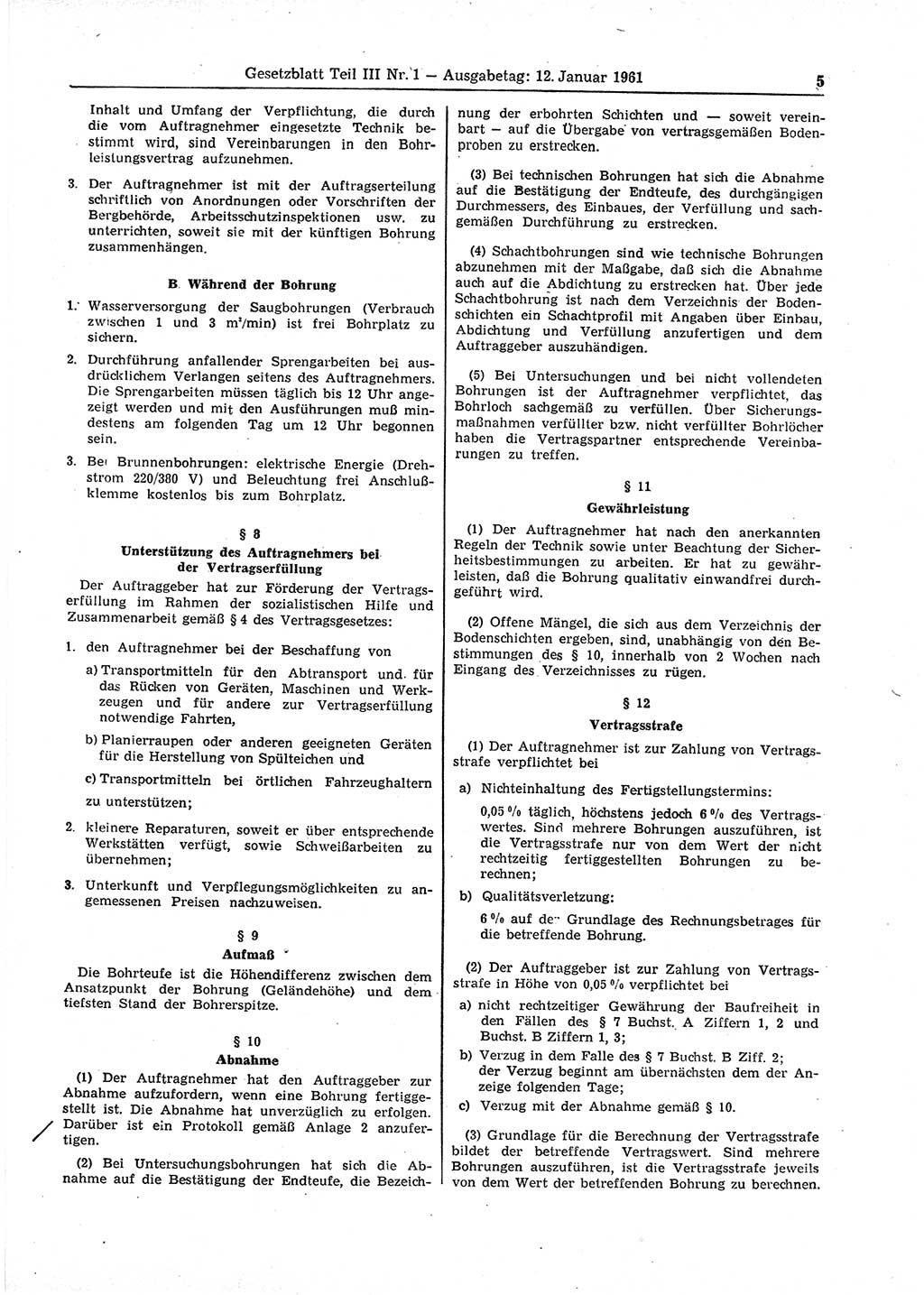 Gesetzblatt (GBl.) der Deutschen Demokratischen Republik (DDR) Teil ⅠⅠⅠ 1961, Seite 5 (GBl. DDR ⅠⅠⅠ 1961, S. 5)