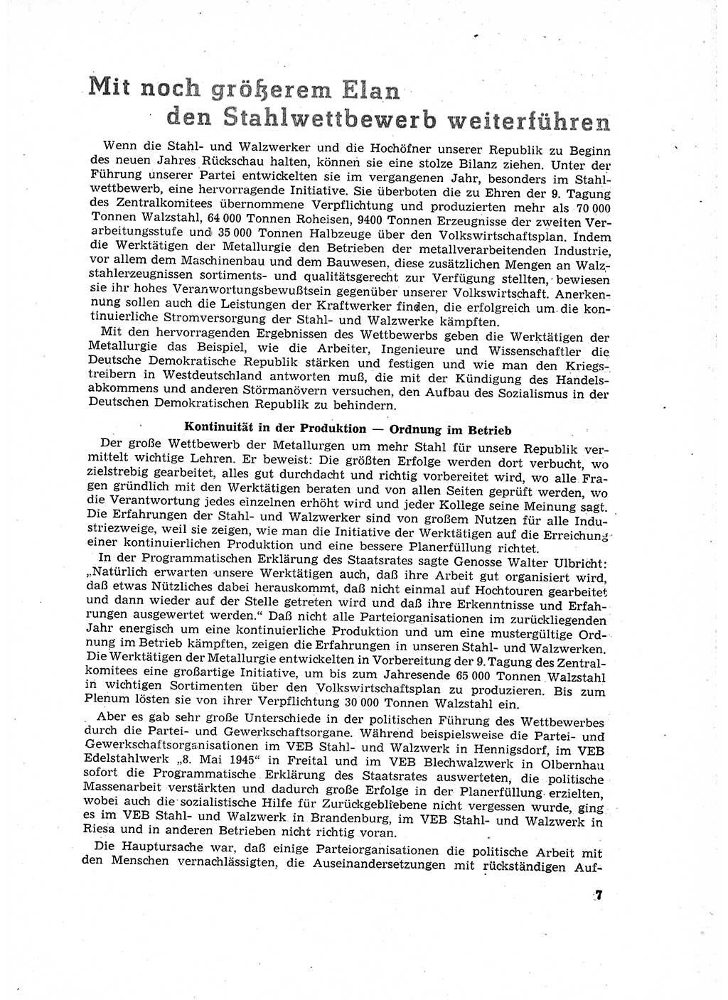 Neuer Weg (NW), Organ des Zentralkomitees (ZK) der SED (Sozialistische Einheitspartei Deutschlands) für Fragen des Parteilebens, 16. Jahrgang [Deutsche Demokratische Republik (DDR)] 1961, Seite 7 (NW ZK SED DDR 1961, S. 7)