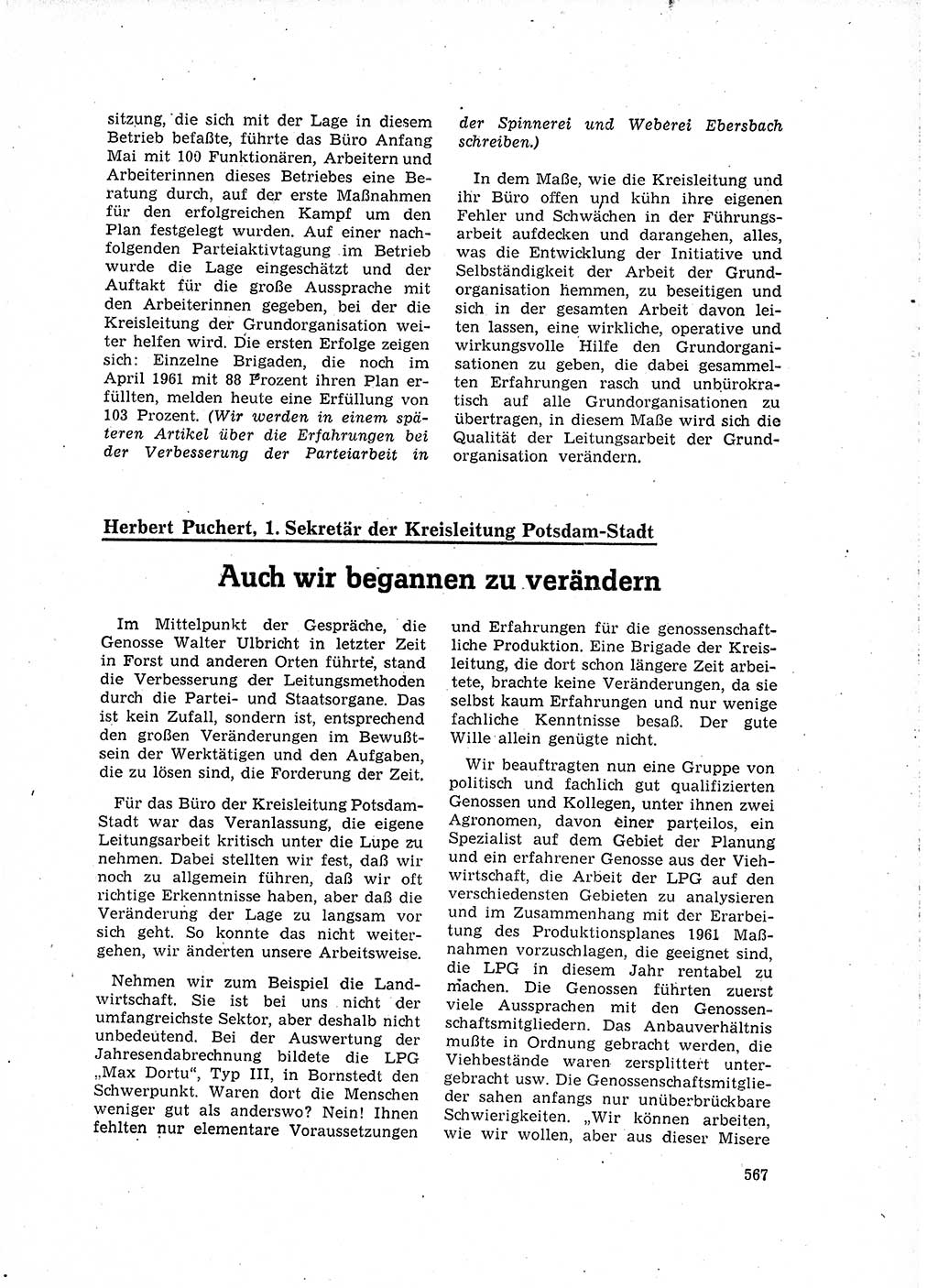 Neuer Weg (NW), Organ des Zentralkomitees (ZK) der SED (Sozialistische Einheitspartei Deutschlands) für Fragen des Parteilebens, 16. Jahrgang [Deutsche Demokratische Republik (DDR)] 1961, Seite 567 (NW ZK SED DDR 1961, S. 567)