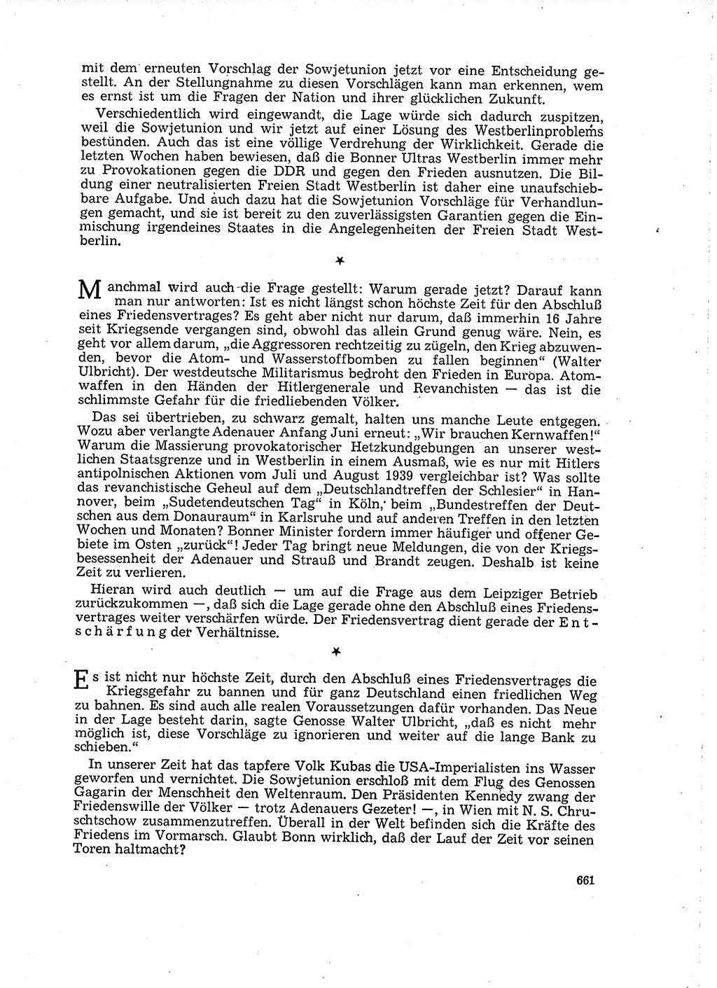 Neuer Weg (NW), Organ des Zentralkomitees (ZK) der SED (Sozialistische Einheitspartei Deutschlands) für Fragen des Parteilebens, 16. Jahrgang [Deutsche Demokratische Republik (DDR)] 1961, Seite 661 (NW ZK SED DDR 1961, S. 661)