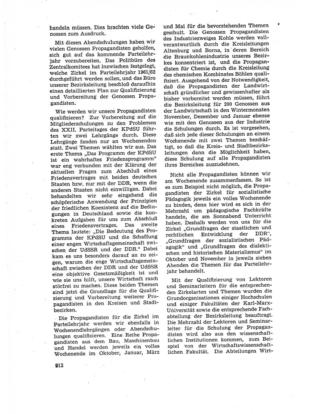 Neuer Weg (NW), Organ des Zentralkomitees (ZK) der SED (Sozialistische Einheitspartei Deutschlands) für Fragen des Parteilebens, 16. Jahrgang [Deutsche Demokratische Republik (DDR)] 1961, Seite 912 (NW ZK SED DDR 1961, S. 912)