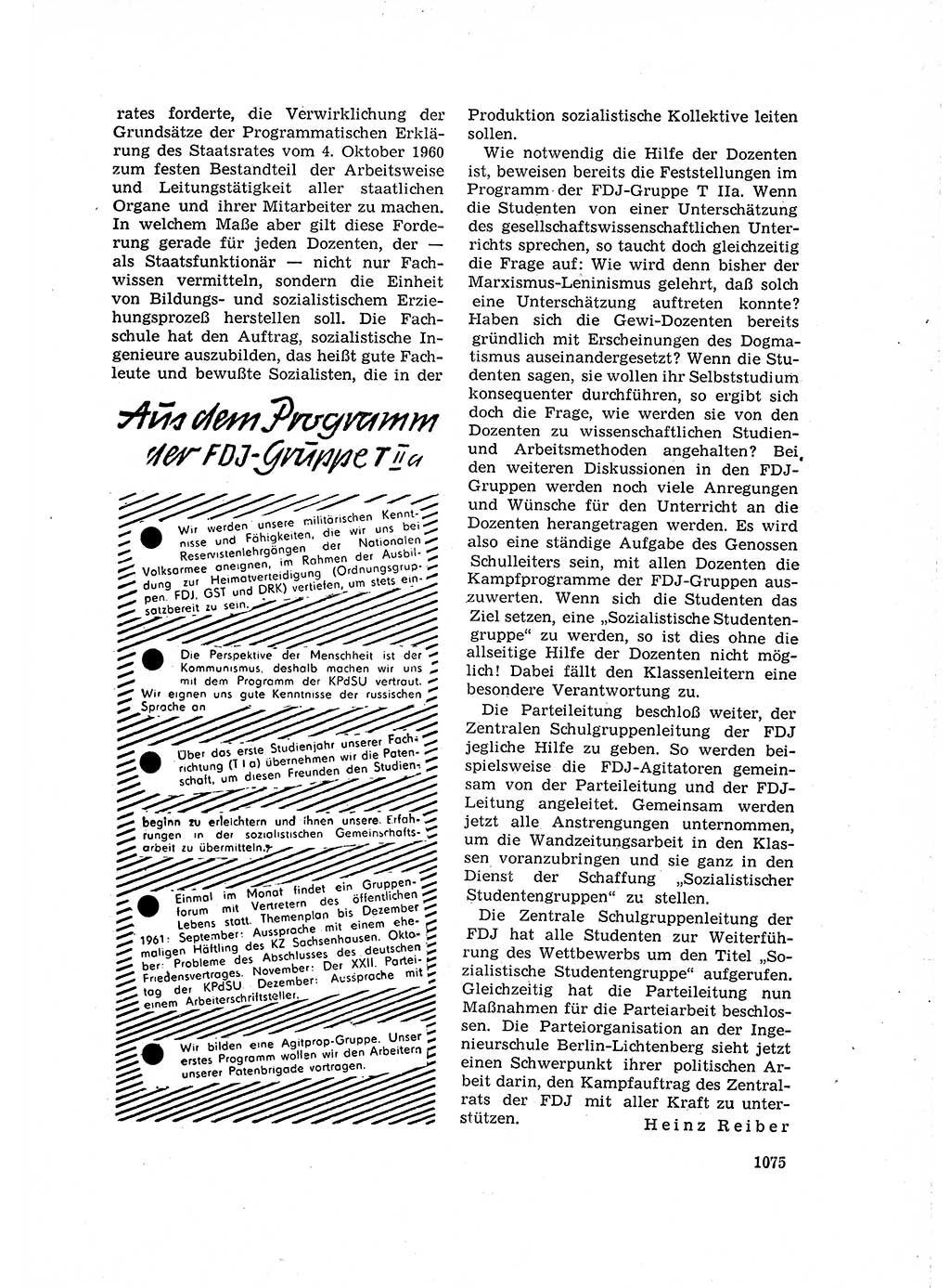 Neuer Weg (NW), Organ des Zentralkomitees (ZK) der SED (Sozialistische Einheitspartei Deutschlands) für Fragen des Parteilebens, 16. Jahrgang [Deutsche Demokratische Republik (DDR)] 1961, Seite 1075 (NW ZK SED DDR 1961, S. 1075)