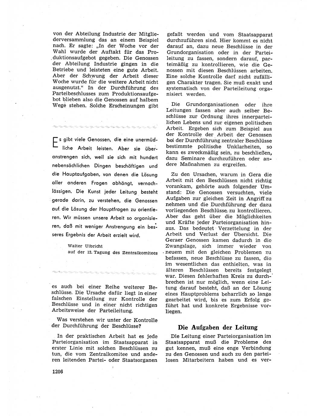 Neuer Weg (NW), Organ des Zentralkomitees (ZK) der SED (Sozialistische Einheitspartei Deutschlands) für Fragen des Parteilebens, 16. Jahrgang [Deutsche Demokratische Republik (DDR)] 1961, Seite 1206 (NW ZK SED DDR 1961, S. 1206)