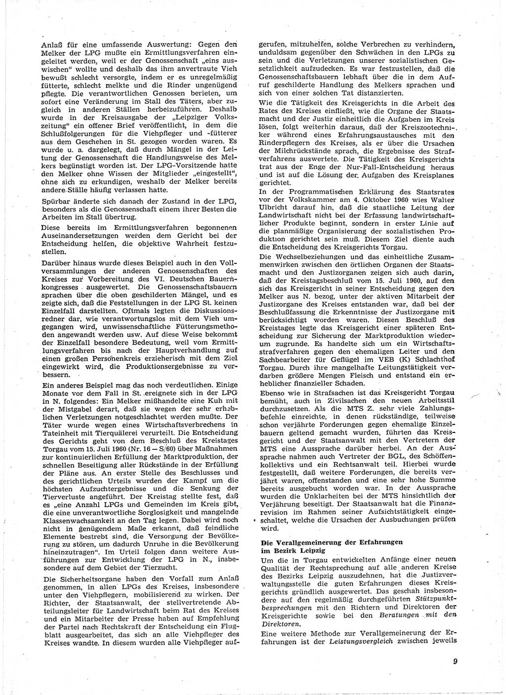 Neue Justiz (NJ), Zeitschrift für Recht und Rechtswissenschaft [Deutsche Demokratische Republik (DDR)], 15. Jahrgang 1961, Seite 9 (NJ DDR 1961, S. 9)
