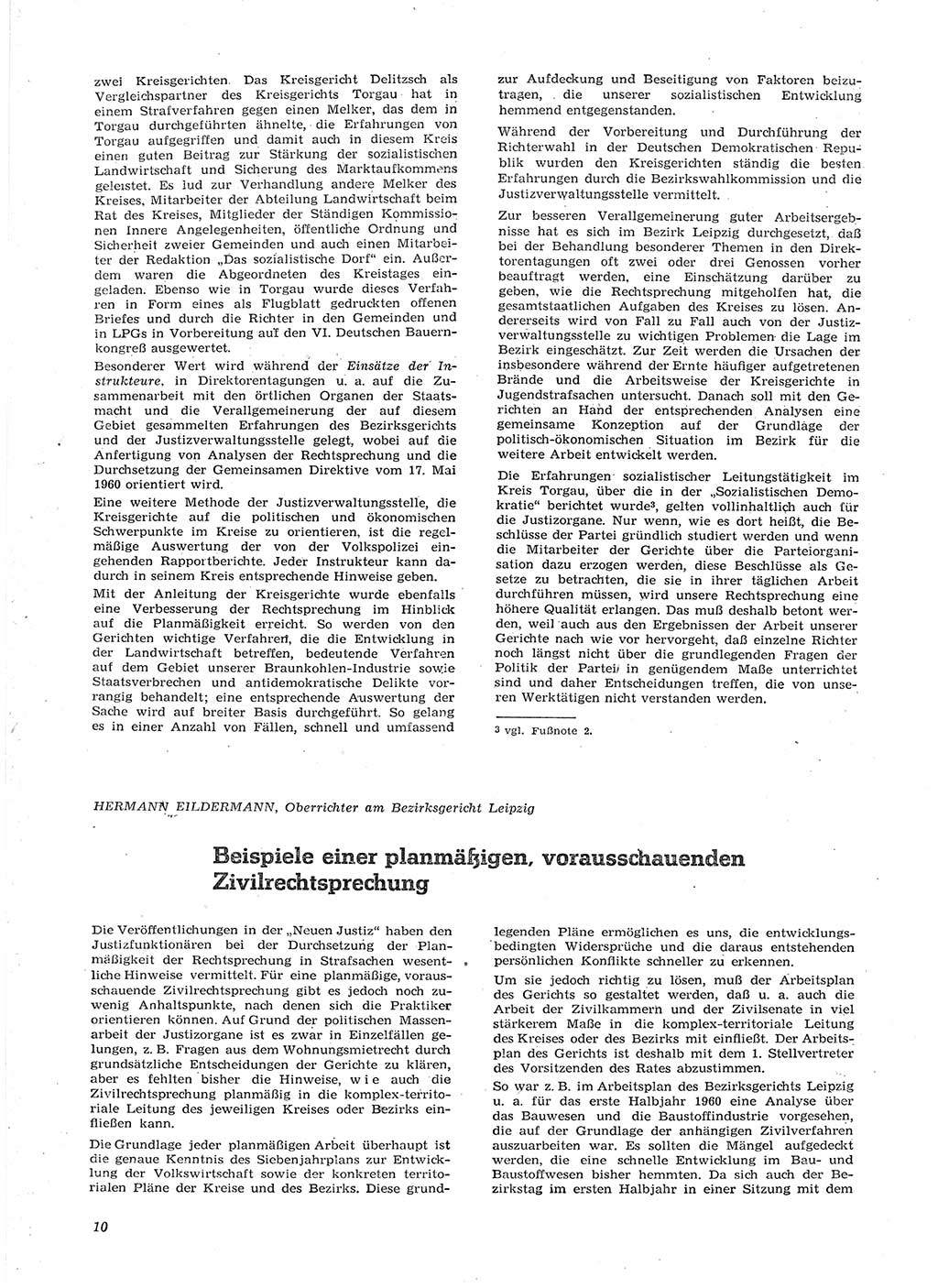 Neue Justiz (NJ), Zeitschrift für Recht und Rechtswissenschaft [Deutsche Demokratische Republik (DDR)], 15. Jahrgang 1961, Seite 10 (NJ DDR 1961, S. 10)