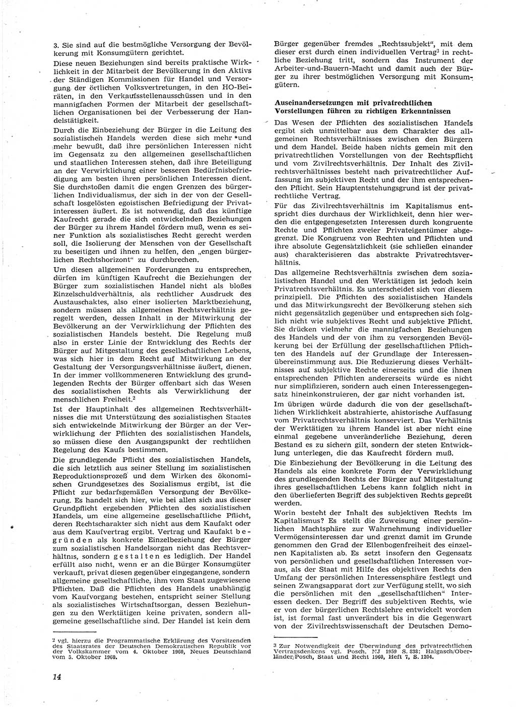 Neue Justiz (NJ), Zeitschrift für Recht und Rechtswissenschaft [Deutsche Demokratische Republik (DDR)], 15. Jahrgang 1961, Seite 14 (NJ DDR 1961, S. 14)