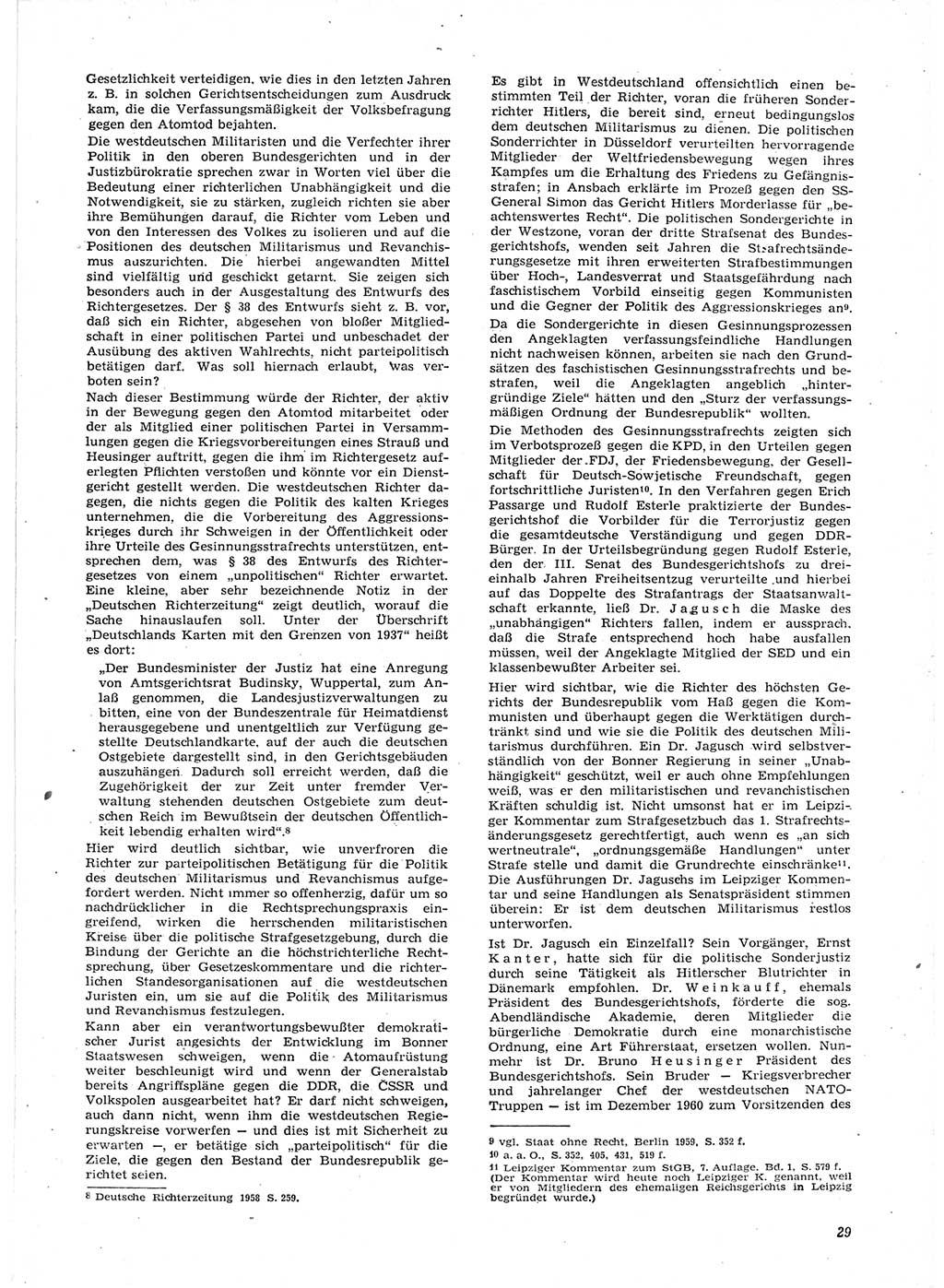 Neue Justiz (NJ), Zeitschrift für Recht und Rechtswissenschaft [Deutsche Demokratische Republik (DDR)], 15. Jahrgang 1961, Seite 29 (NJ DDR 1961, S. 29)