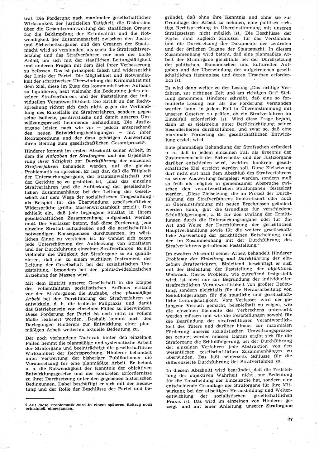 Neue Justiz (NJ), Zeitschrift für Recht und Rechtswissenschaft [Deutsche Demokratische Republik (DDR)], 15. Jahrgang 1961, Seite 47 (NJ DDR 1961, S. 47)