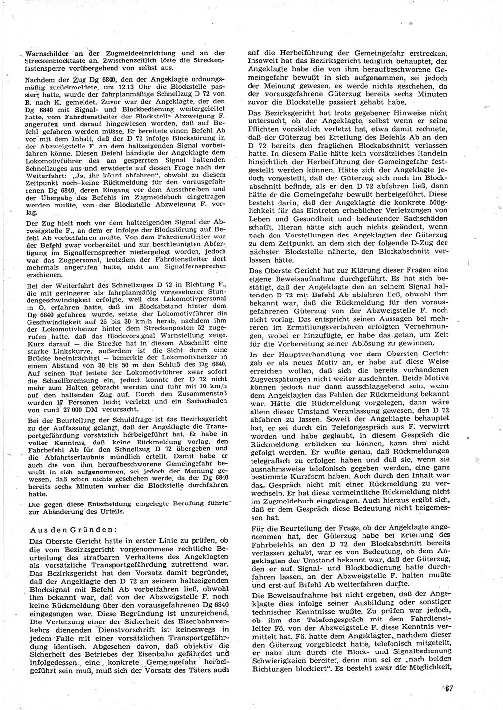 Neue Justiz (NJ), Zeitschrift für Recht und Rechtswissenschaft [Deutsche Demokratische Republik (DDR)], 15. Jahrgang 1961, Seite 67 (NJ DDR 1961, S. 67)