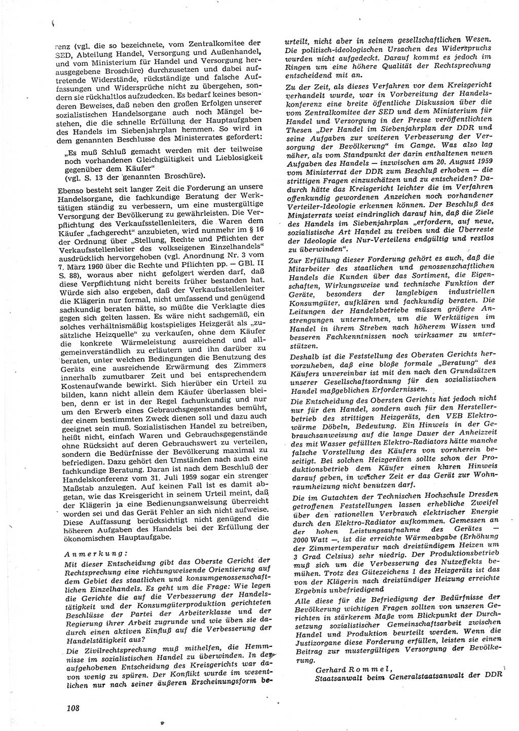 Neue Justiz (NJ), Zeitschrift für Recht und Rechtswissenschaft [Deutsche Demokratische Republik (DDR)], 15. Jahrgang 1961, Seite 108 (NJ DDR 1961, S. 108)