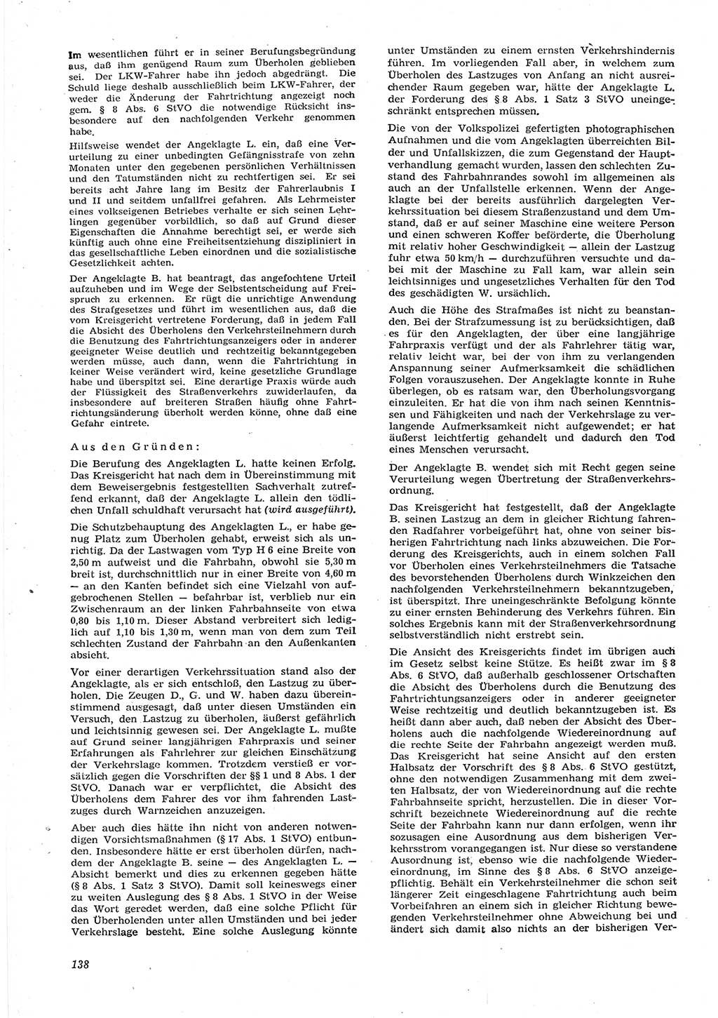 Neue Justiz (NJ), Zeitschrift für Recht und Rechtswissenschaft [Deutsche Demokratische Republik (DDR)], 15. Jahrgang 1961, Seite 138 (NJ DDR 1961, S. 138)