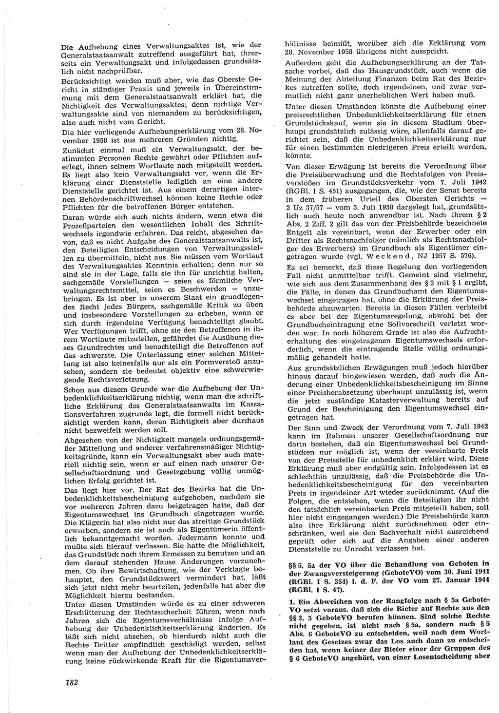 Neue Justiz (NJ), Zeitschrift für Recht und Rechtswissenschaft [Deutsche Demokratische Republik (DDR)], 15. Jahrgang 1961, Seite 182 (NJ DDR 1961, S. 182)