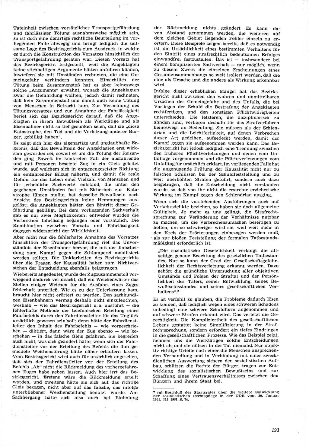Neue Justiz (NJ), Zeitschrift für Recht und Rechtswissenschaft [Deutsche Demokratische Republik (DDR)], 15. Jahrgang 1961, Seite 193 (NJ DDR 1961, S. 193)
