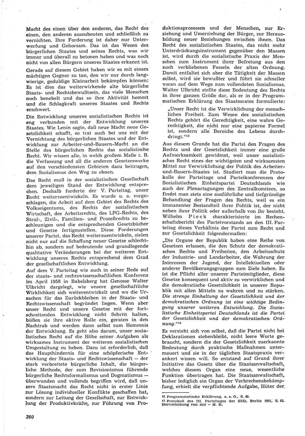 Neue Justiz (NJ), Zeitschrift für Recht und Rechtswissenschaft [Deutsche Demokratische Republik (DDR)], 15. Jahrgang 1961, Seite 260 (NJ DDR 1961, S. 260)