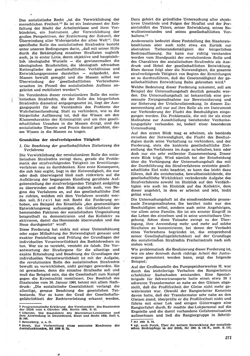 Neue Justiz (NJ), Zeitschrift für Recht und Rechtswissenschaft [Deutsche Demokratische Republik (DDR)], 15. Jahrgang 1961, Seite 271 (NJ DDR 1961, S. 271)