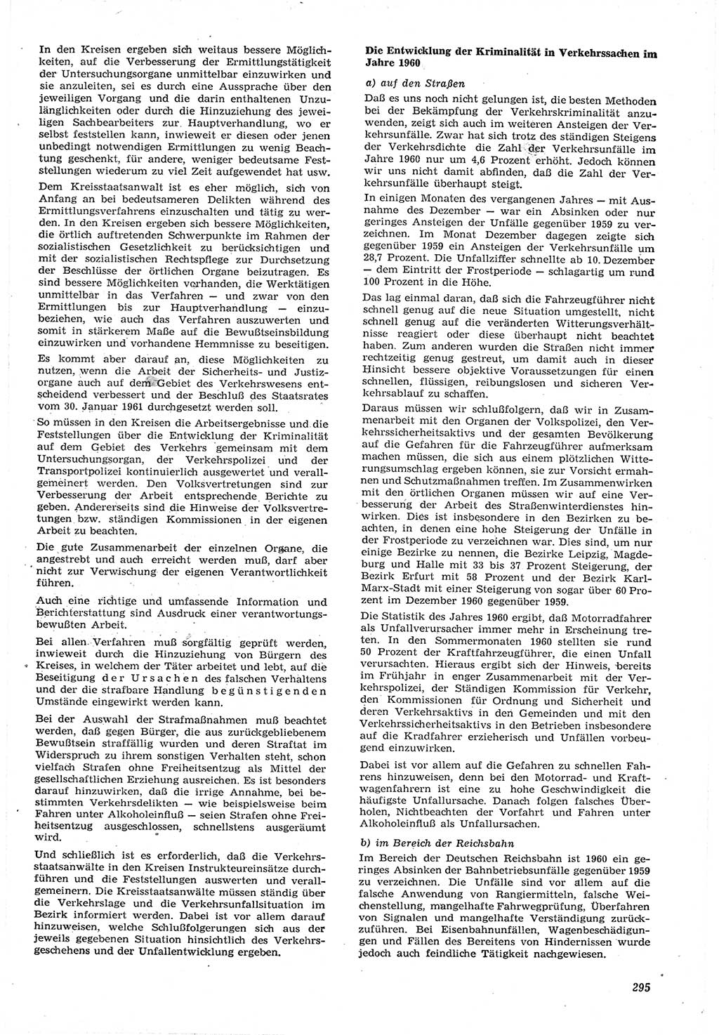 Neue Justiz (NJ), Zeitschrift für Recht und Rechtswissenschaft [Deutsche Demokratische Republik (DDR)], 15. Jahrgang 1961, Seite 295 (NJ DDR 1961, S. 295)