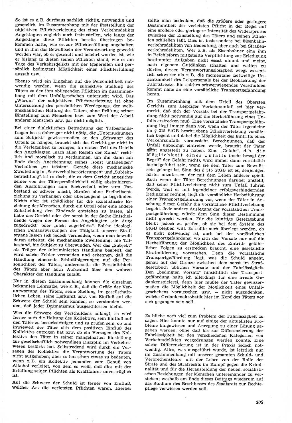 Neue Justiz (NJ), Zeitschrift für Recht und Rechtswissenschaft [Deutsche Demokratische Republik (DDR)], 15. Jahrgang 1961, Seite 305 (NJ DDR 1961, S. 305)