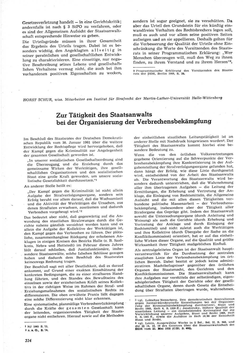 Neue Justiz (NJ), Zeitschrift für Recht und Rechtswissenschaft [Deutsche Demokratische Republik (DDR)], 15. Jahrgang 1961, Seite 334 (NJ DDR 1961, S. 334)