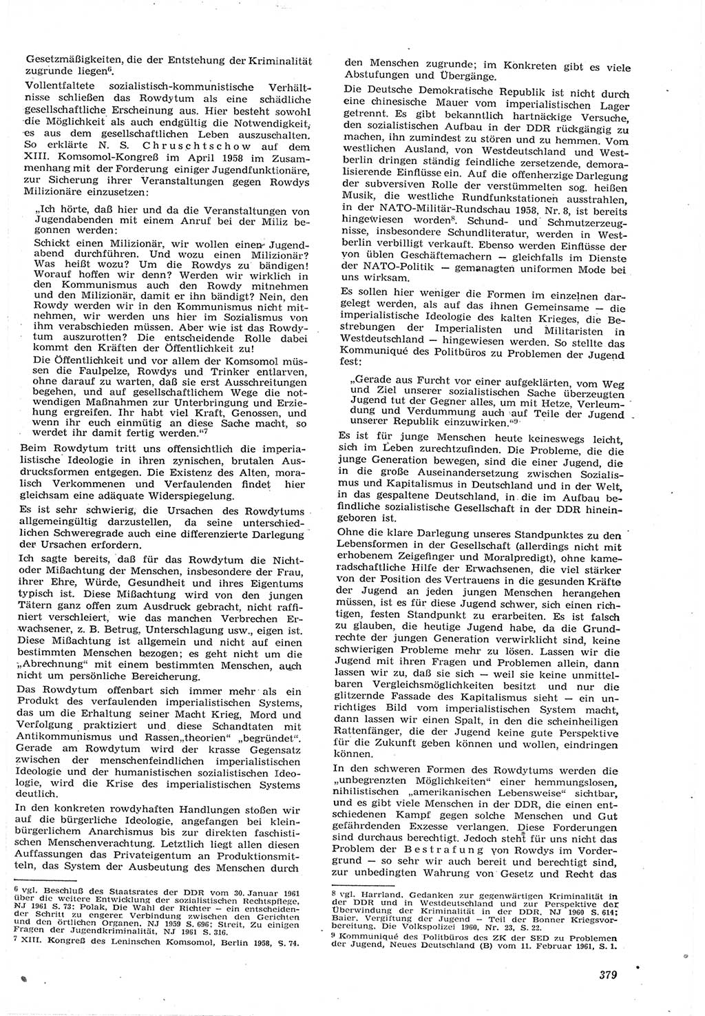Neue Justiz (NJ), Zeitschrift für Recht und Rechtswissenschaft [Deutsche Demokratische Republik (DDR)], 15. Jahrgang 1961, Seite 379 (NJ DDR 1961, S. 379)