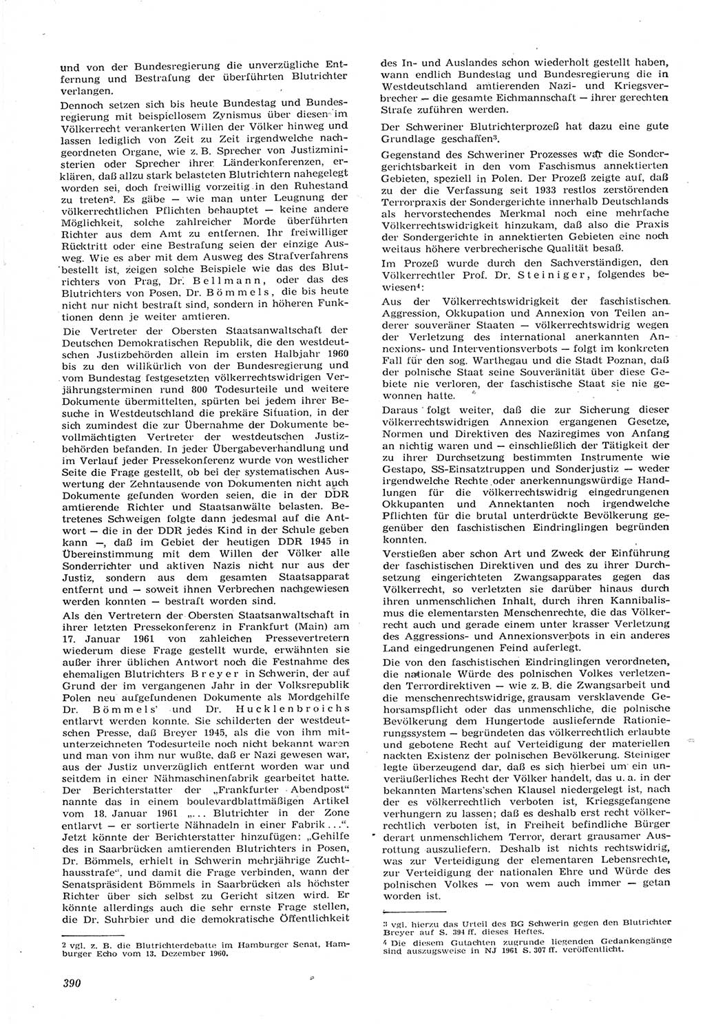 Neue Justiz (NJ), Zeitschrift für Recht und Rechtswissenschaft [Deutsche Demokratische Republik (DDR)], 15. Jahrgang 1961, Seite 390 (NJ DDR 1961, S. 390)