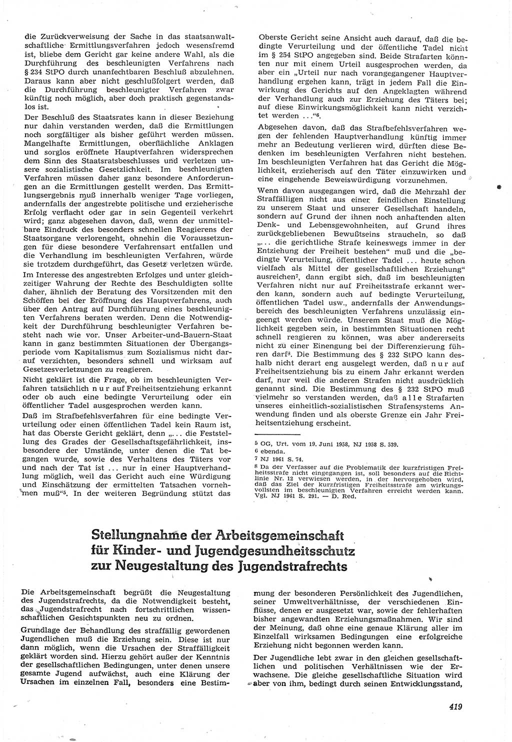 Neue Justiz (NJ), Zeitschrift für Recht und Rechtswissenschaft [Deutsche Demokratische Republik (DDR)], 15. Jahrgang 1961, Seite 419 (NJ DDR 1961, S. 419)