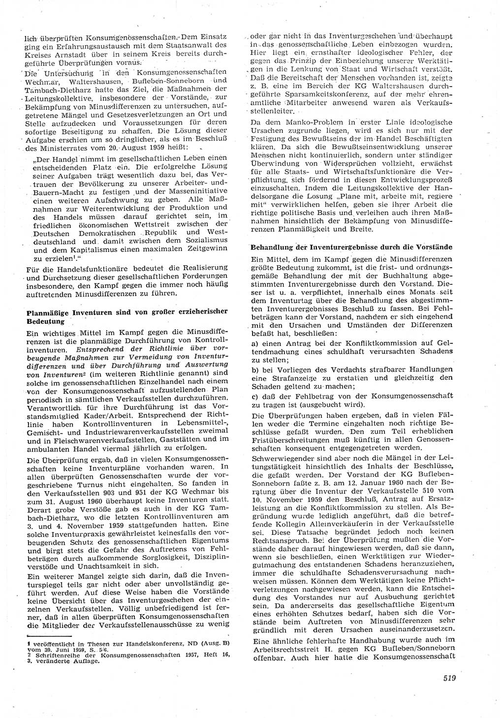 Neue Justiz (NJ), Zeitschrift für Recht und Rechtswissenschaft [Deutsche Demokratische Republik (DDR)], 15. Jahrgang 1961, Seite 519 (NJ DDR 1961, S. 519)