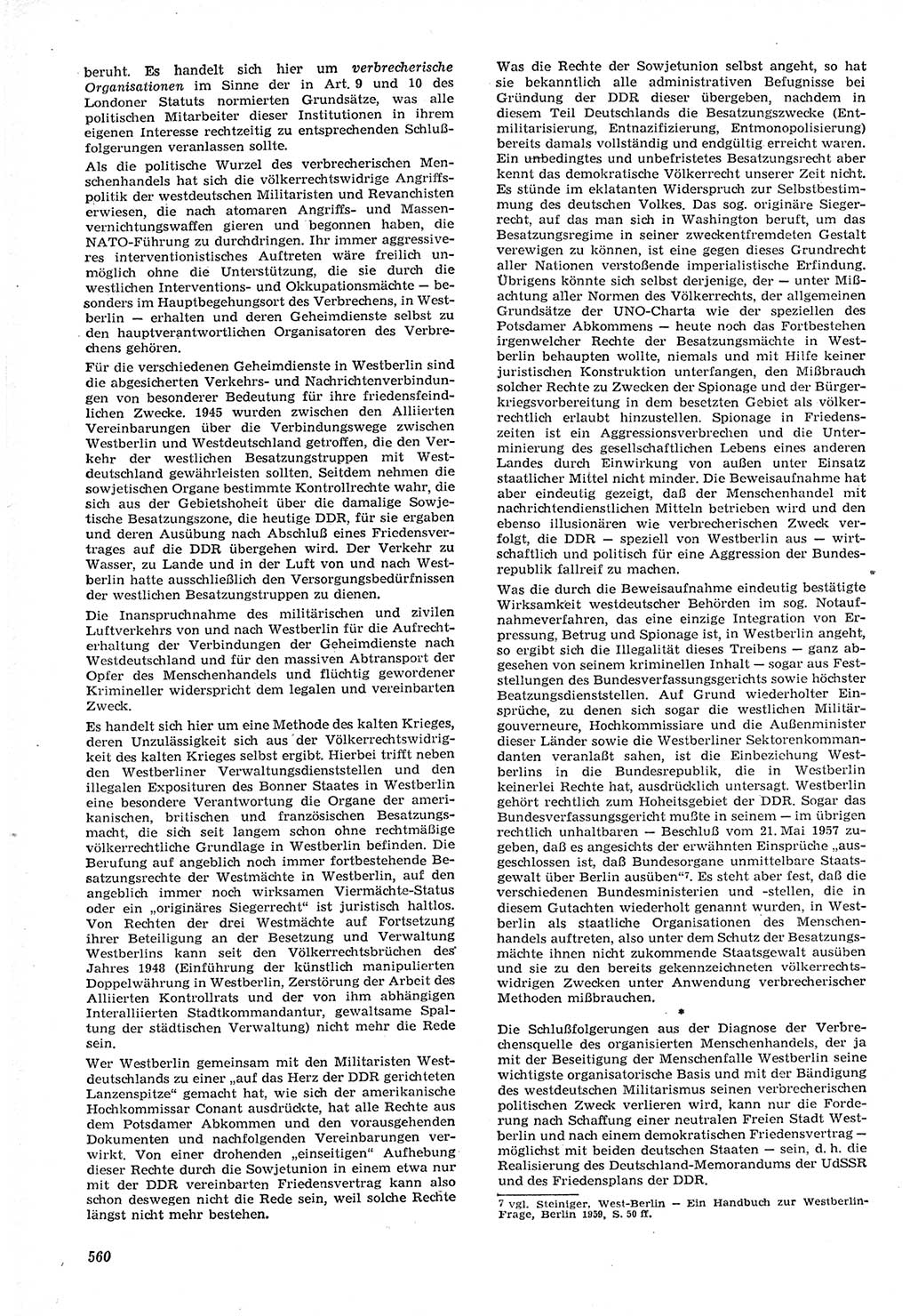 Neue Justiz (NJ), Zeitschrift für Recht und Rechtswissenschaft [Deutsche Demokratische Republik (DDR)], 15. Jahrgang 1961, Seite 560 (NJ DDR 1961, S. 560)