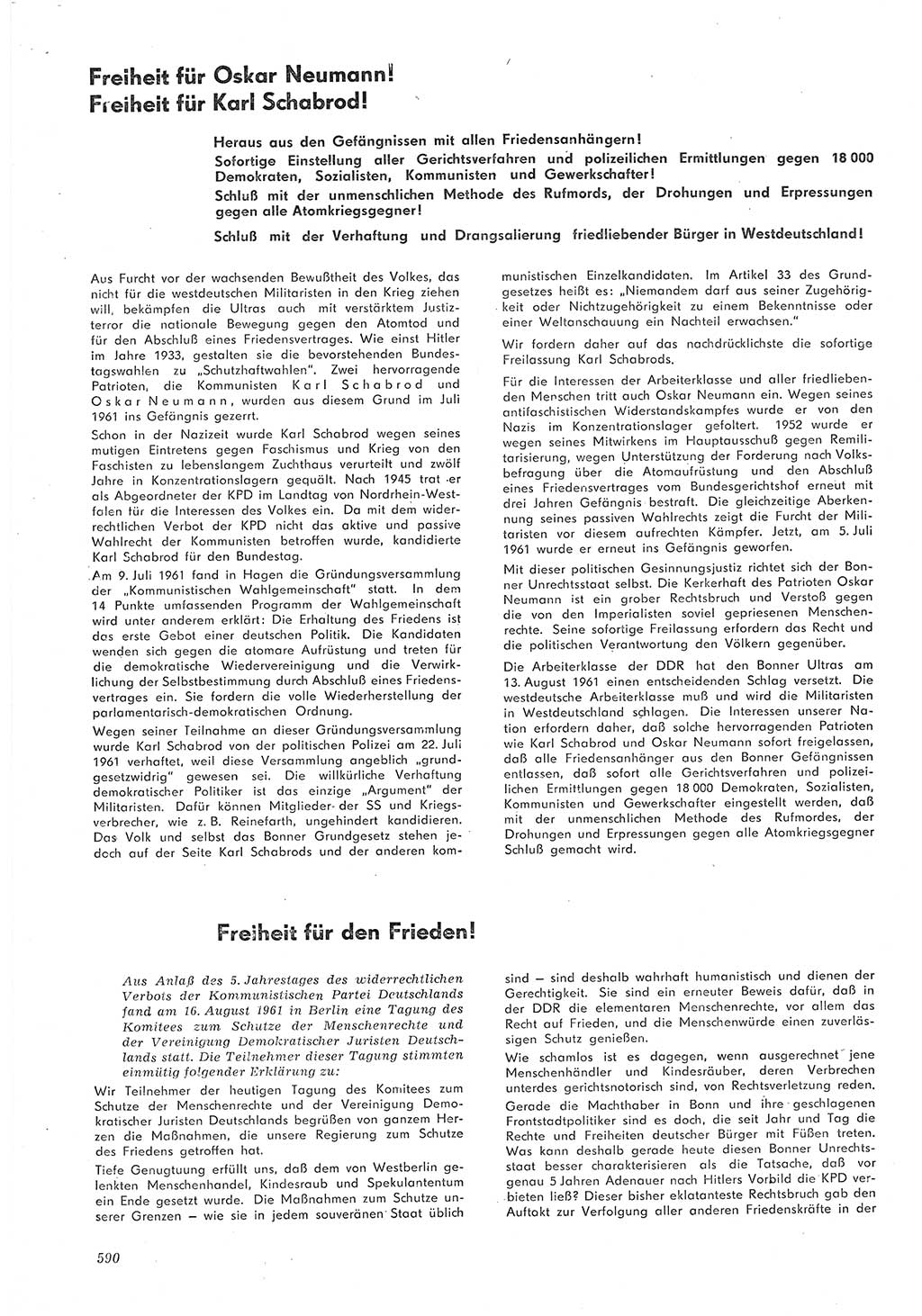 Neue Justiz (NJ), Zeitschrift für Recht und Rechtswissenschaft [Deutsche Demokratische Republik (DDR)], 15. Jahrgang 1961, Seite 590 (NJ DDR 1961, S. 590)