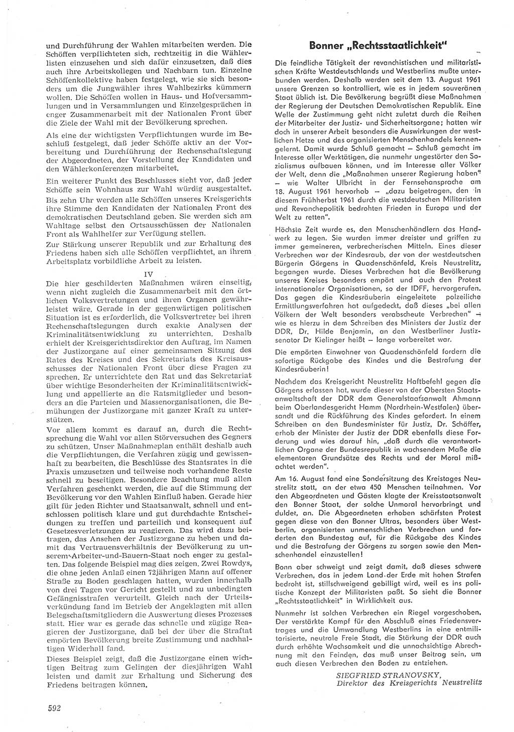 Neue Justiz (NJ), Zeitschrift für Recht und Rechtswissenschaft [Deutsche Demokratische Republik (DDR)], 15. Jahrgang 1961, Seite 592 (NJ DDR 1961, S. 592)