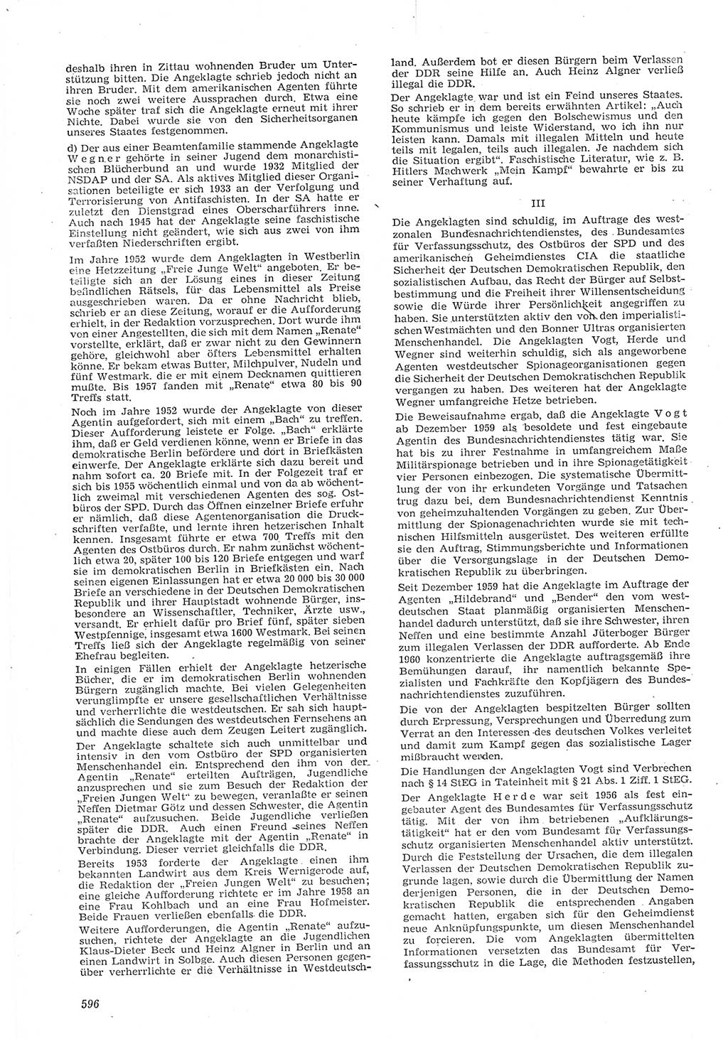 Neue Justiz (NJ), Zeitschrift für Recht und Rechtswissenschaft [Deutsche Demokratische Republik (DDR)], 15. Jahrgang 1961, Seite 596 (NJ DDR 1961, S. 596)