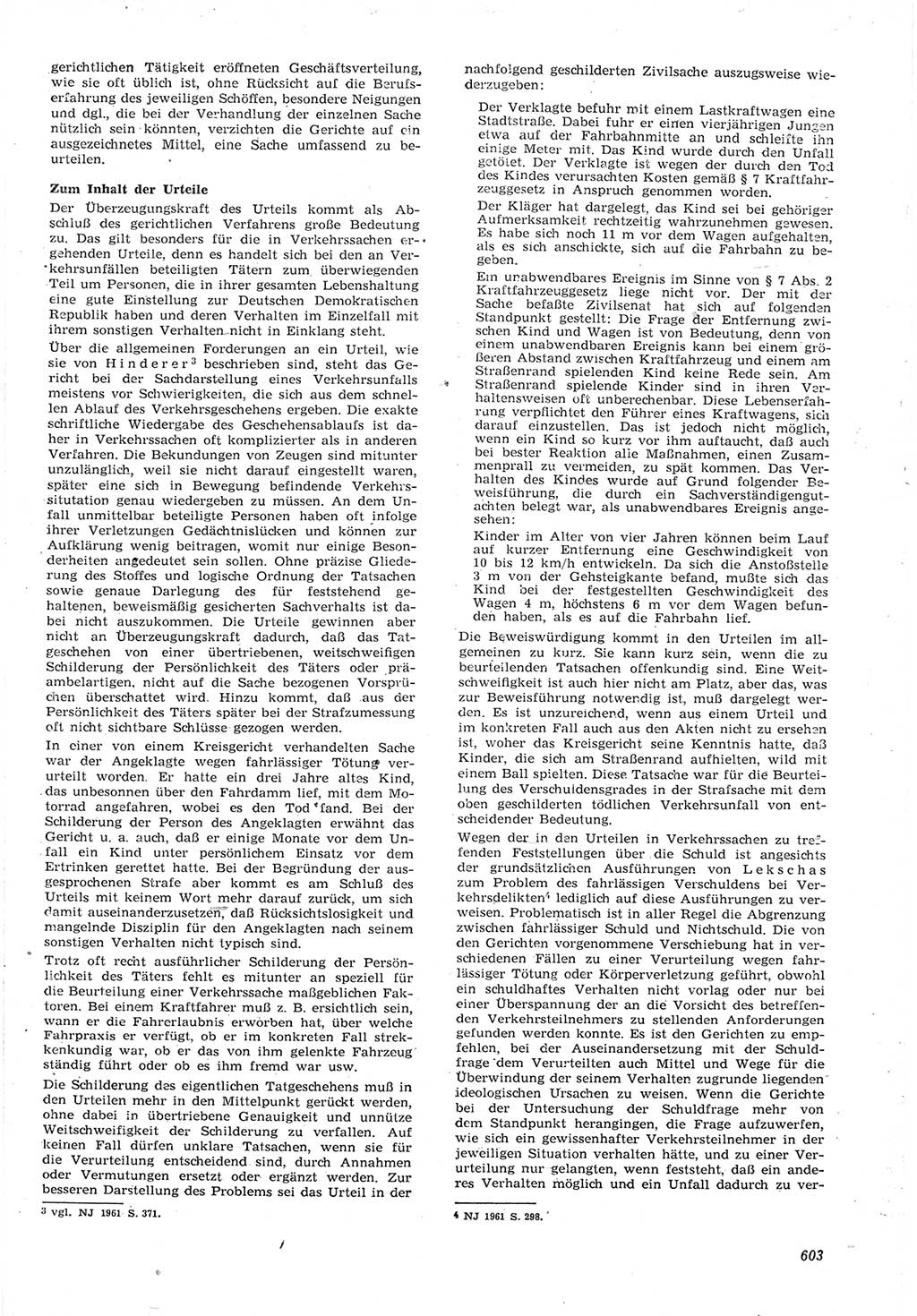 Neue Justiz (NJ), Zeitschrift für Recht und Rechtswissenschaft [Deutsche Demokratische Republik (DDR)], 15. Jahrgang 1961, Seite 603 (NJ DDR 1961, S. 603)