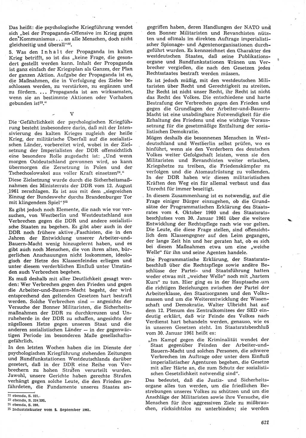 Neue Justiz (NJ), Zeitschrift für Recht und Rechtswissenschaft [Deutsche Demokratische Republik (DDR)], 15. Jahrgang 1961, Seite 621 (NJ DDR 1961, S. 621)