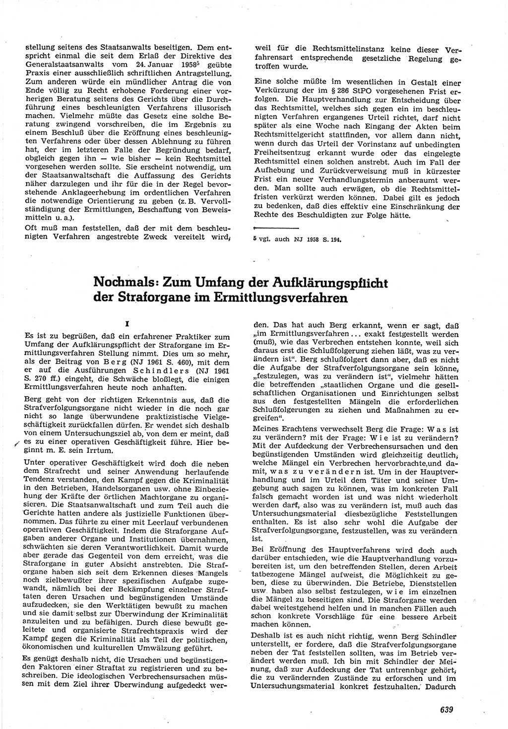 Neue Justiz (NJ), Zeitschrift für Recht und Rechtswissenschaft [Deutsche Demokratische Republik (DDR)], 15. Jahrgang 1961, Seite 639 (NJ DDR 1961, S. 639)
