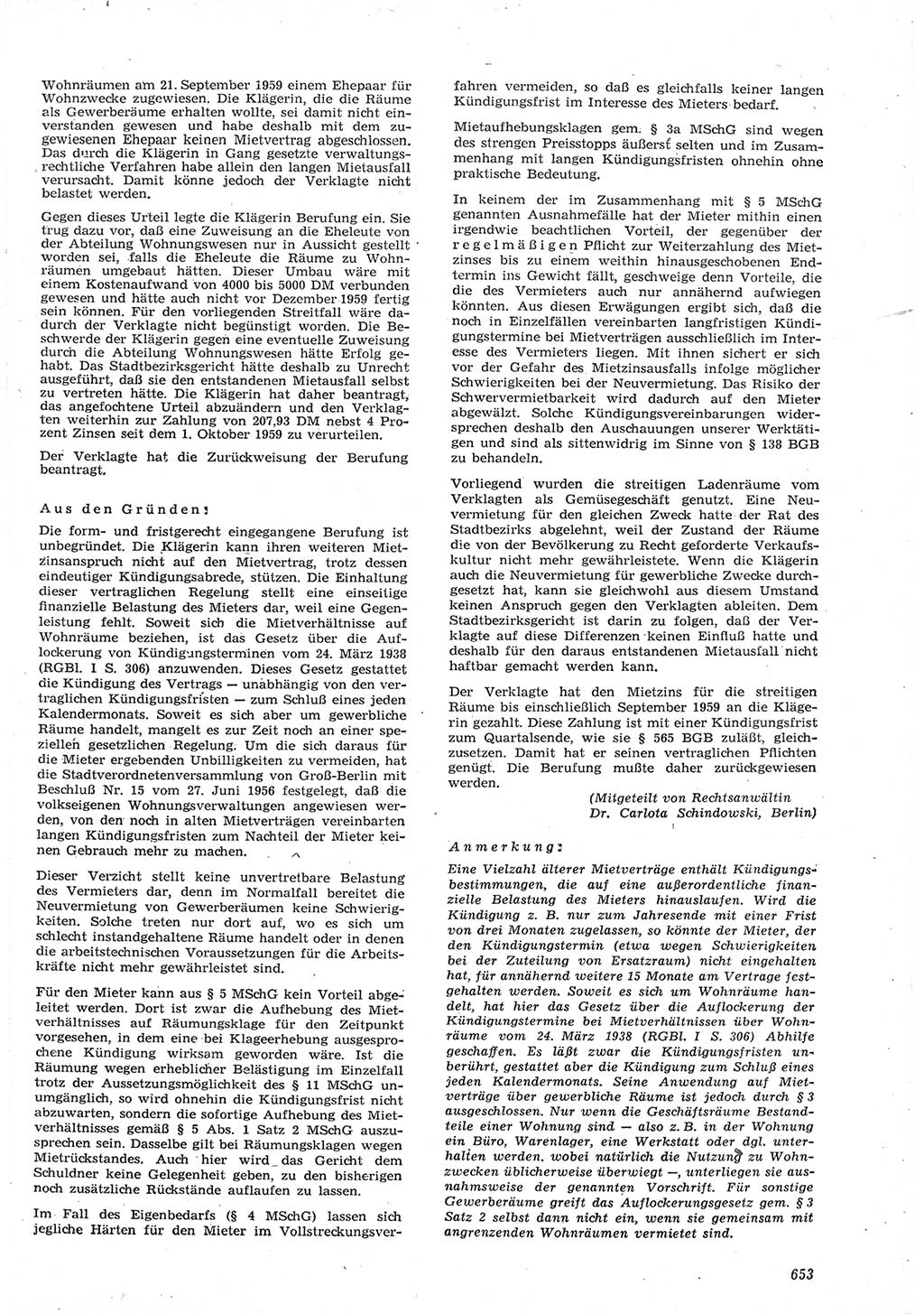 Neue Justiz (NJ), Zeitschrift für Recht und Rechtswissenschaft [Deutsche Demokratische Republik (DDR)], 15. Jahrgang 1961, Seite 653 (NJ DDR 1961, S. 653)
