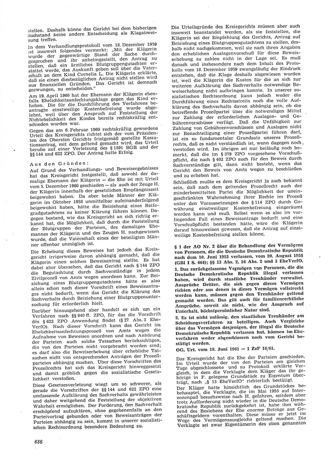 Neue Justiz (NJ), Zeitschrift für Recht und Rechtswissenschaft [Deutsche Demokratische Republik (DDR)], 15. Jahrgang 1961, Seite 686 (NJ DDR 1961, S. 686)