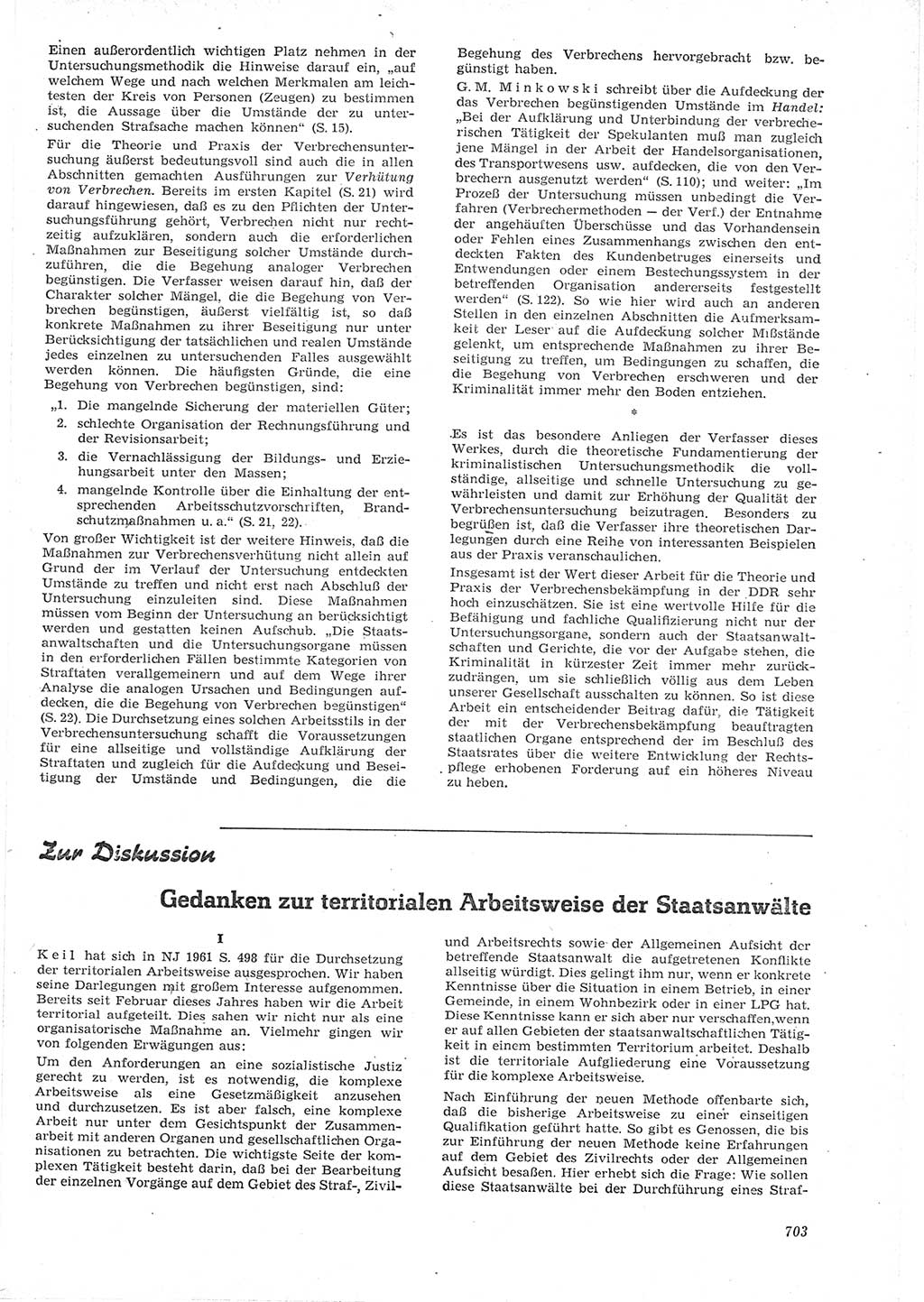 Neue Justiz (NJ), Zeitschrift für Recht und Rechtswissenschaft [Deutsche Demokratische Republik (DDR)], 15. Jahrgang 1961, Seite 703 (NJ DDR 1961, S. 703)