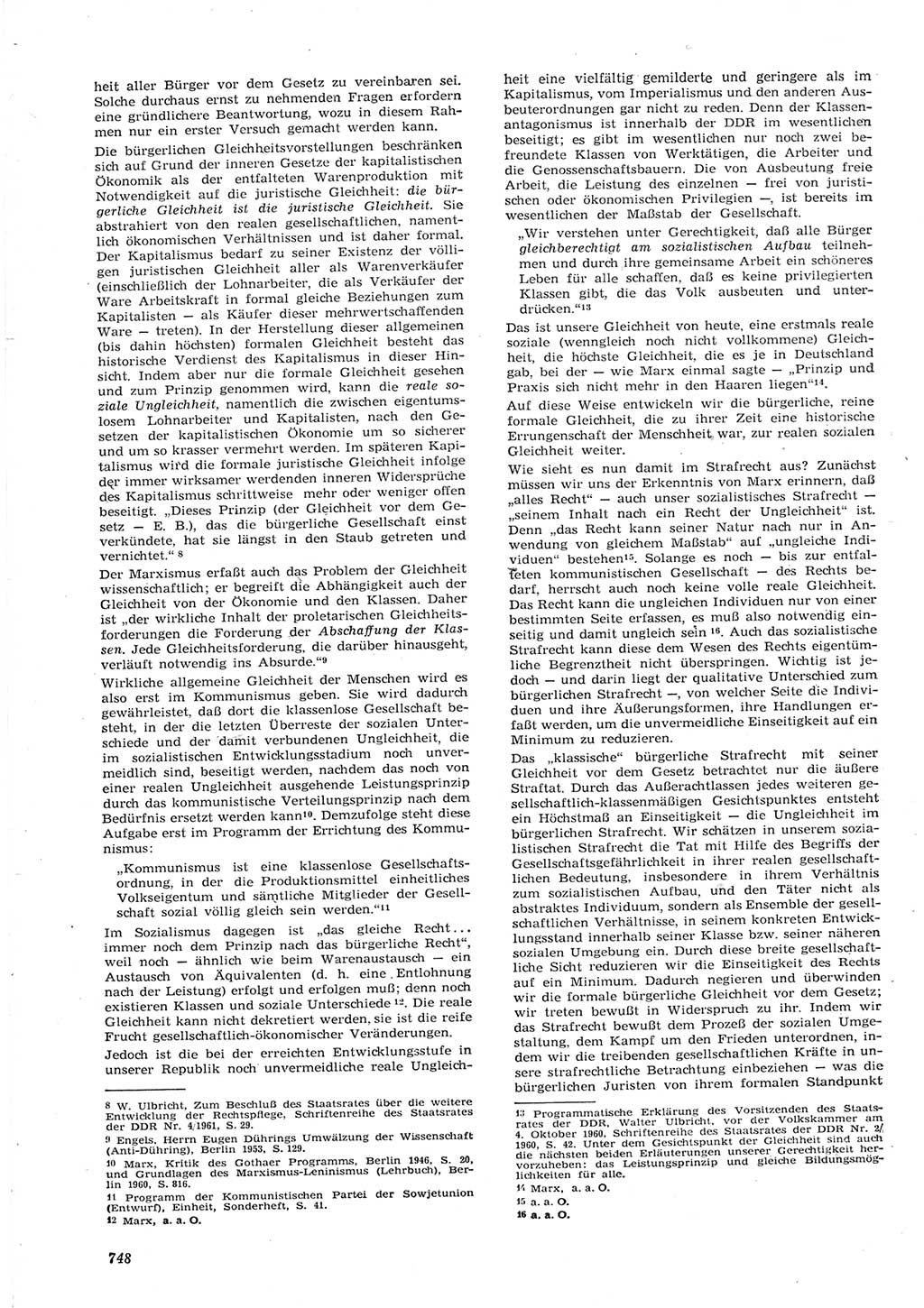 Neue Justiz (NJ), Zeitschrift für Recht und Rechtswissenschaft [Deutsche Demokratische Republik (DDR)], 15. Jahrgang 1961, Seite 748 (NJ DDR 1961, S. 748)