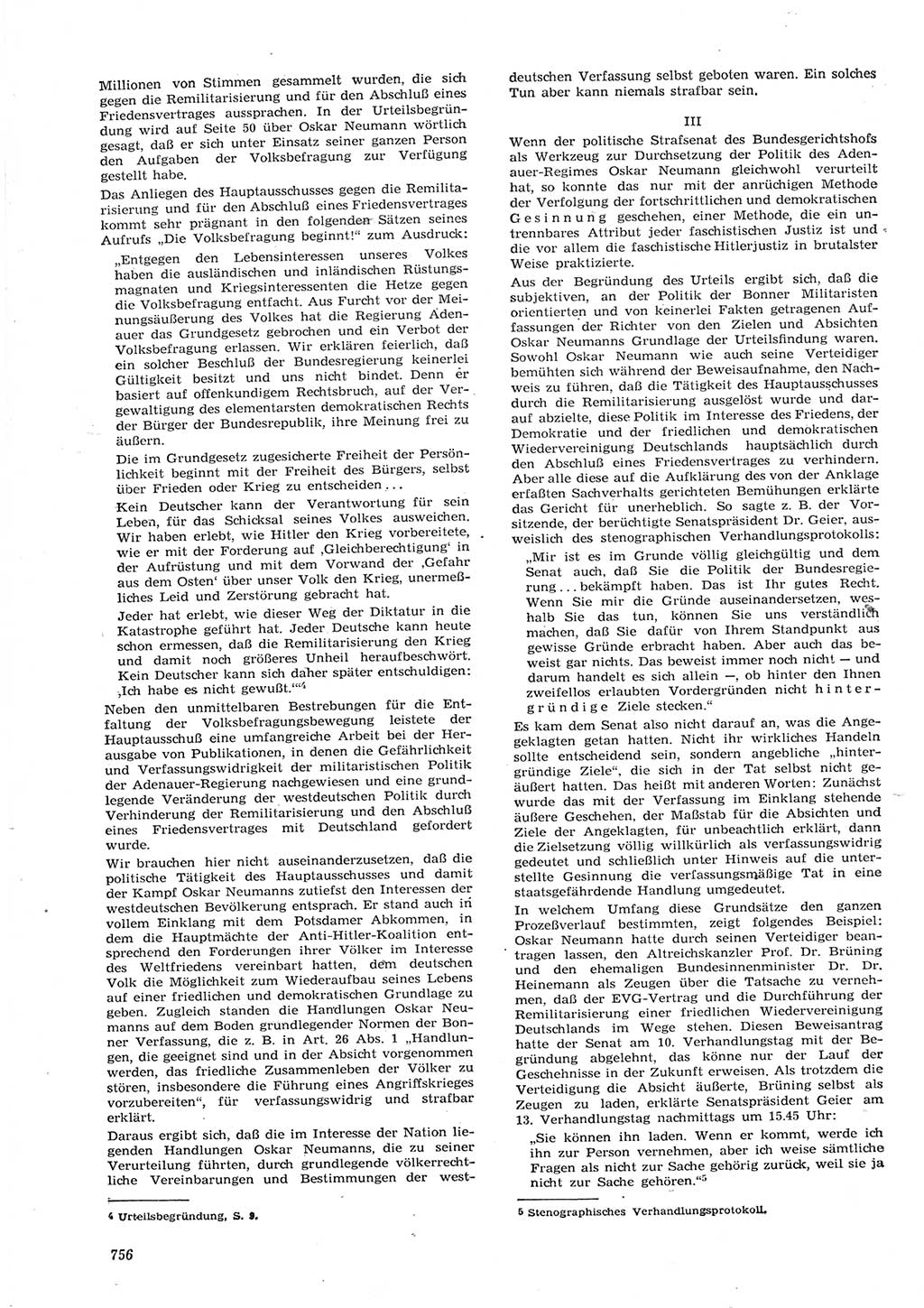 Neue Justiz (NJ), Zeitschrift für Recht und Rechtswissenschaft [Deutsche Demokratische Republik (DDR)], 15. Jahrgang 1961, Seite 756 (NJ DDR 1961, S. 756)