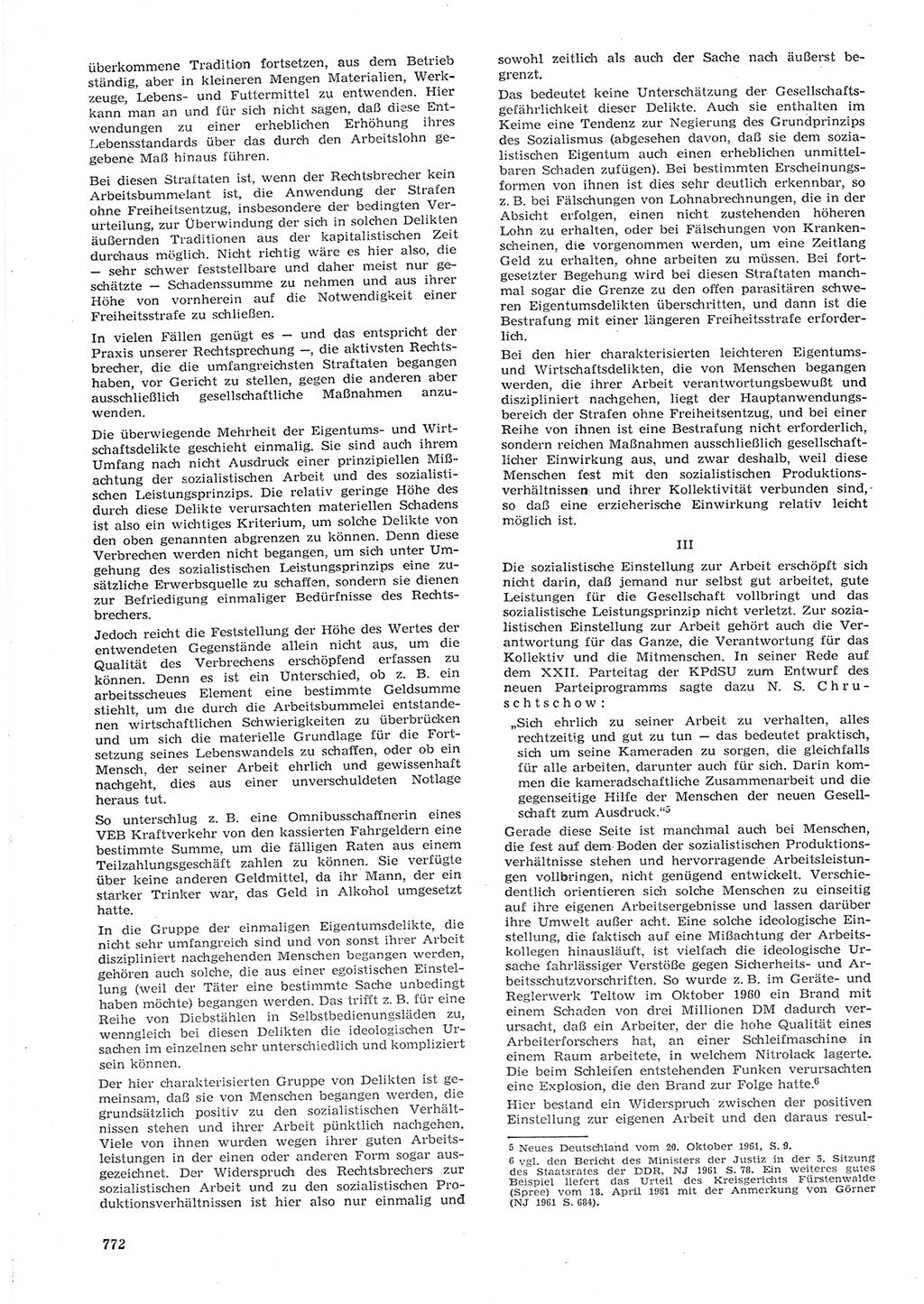 Neue Justiz (NJ), Zeitschrift für Recht und Rechtswissenschaft [Deutsche Demokratische Republik (DDR)], 15. Jahrgang 1961, Seite 772 (NJ DDR 1961, S. 772)