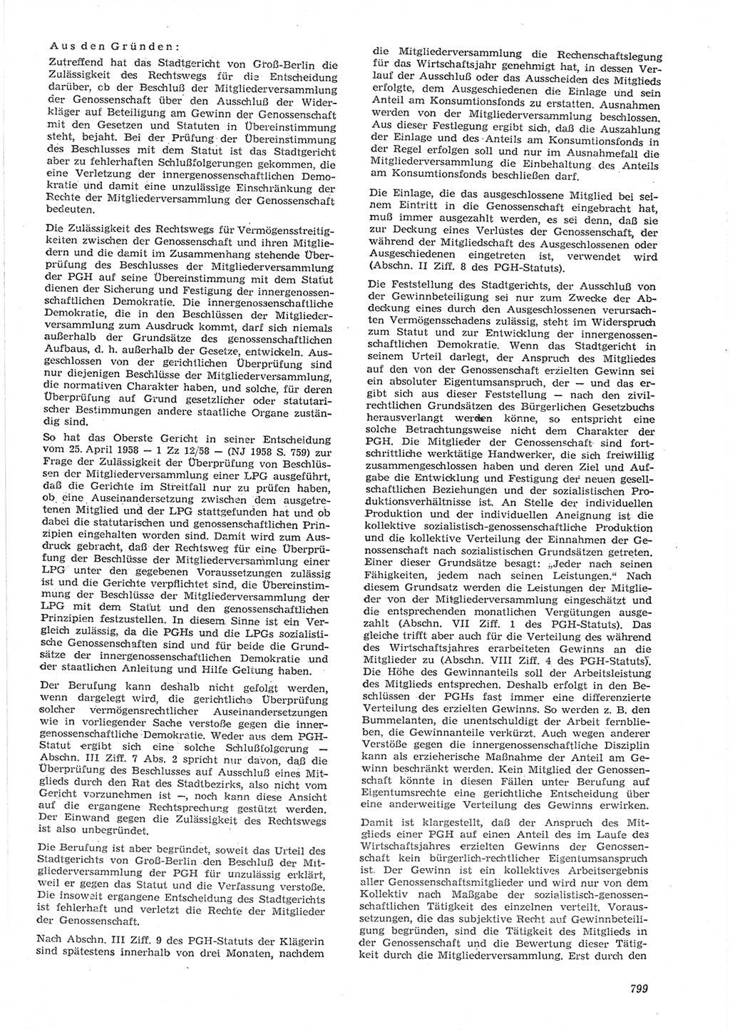 Neue Justiz (NJ), Zeitschrift für Recht und Rechtswissenschaft [Deutsche Demokratische Republik (DDR)], 15. Jahrgang 1961, Seite 799 (NJ DDR 1961, S. 799)