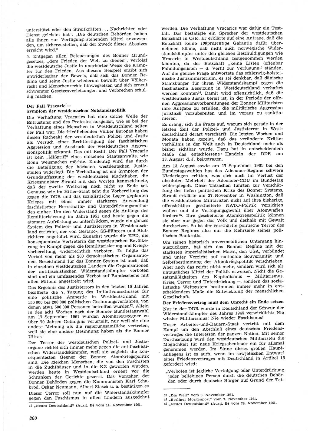 Neue Justiz (NJ), Zeitschrift für Recht und Rechtswissenschaft [Deutsche Demokratische Republik (DDR)], 15. Jahrgang 1961, Seite 860 (NJ DDR 1961, S. 860)