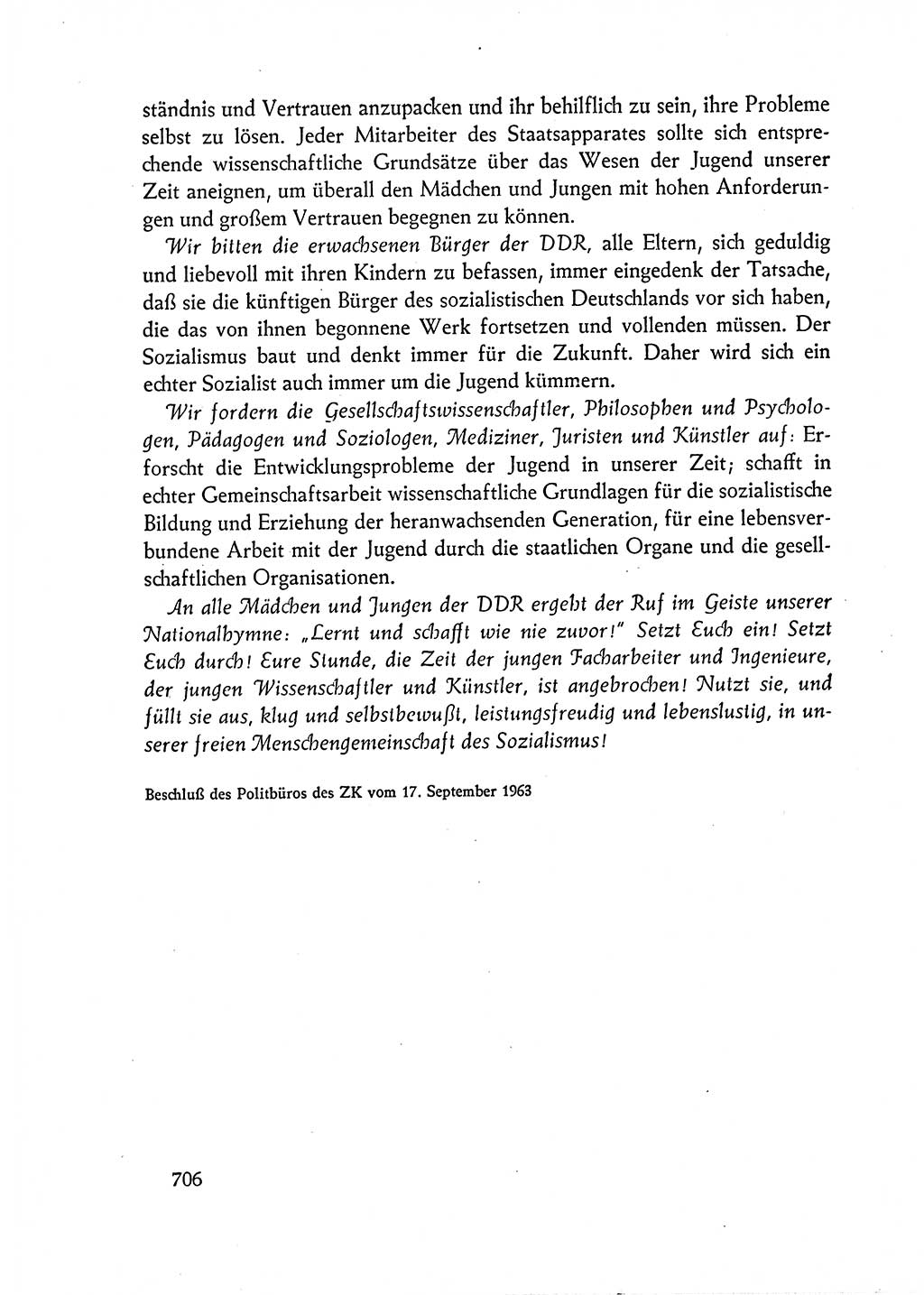 Dokumente der Sozialistischen Einheitspartei Deutschlands (SED) [Deutsche Demokratische Republik (DDR)] 1962-1963, Seite 706 (Dok. SED DDR 1962-1963, S. 706)