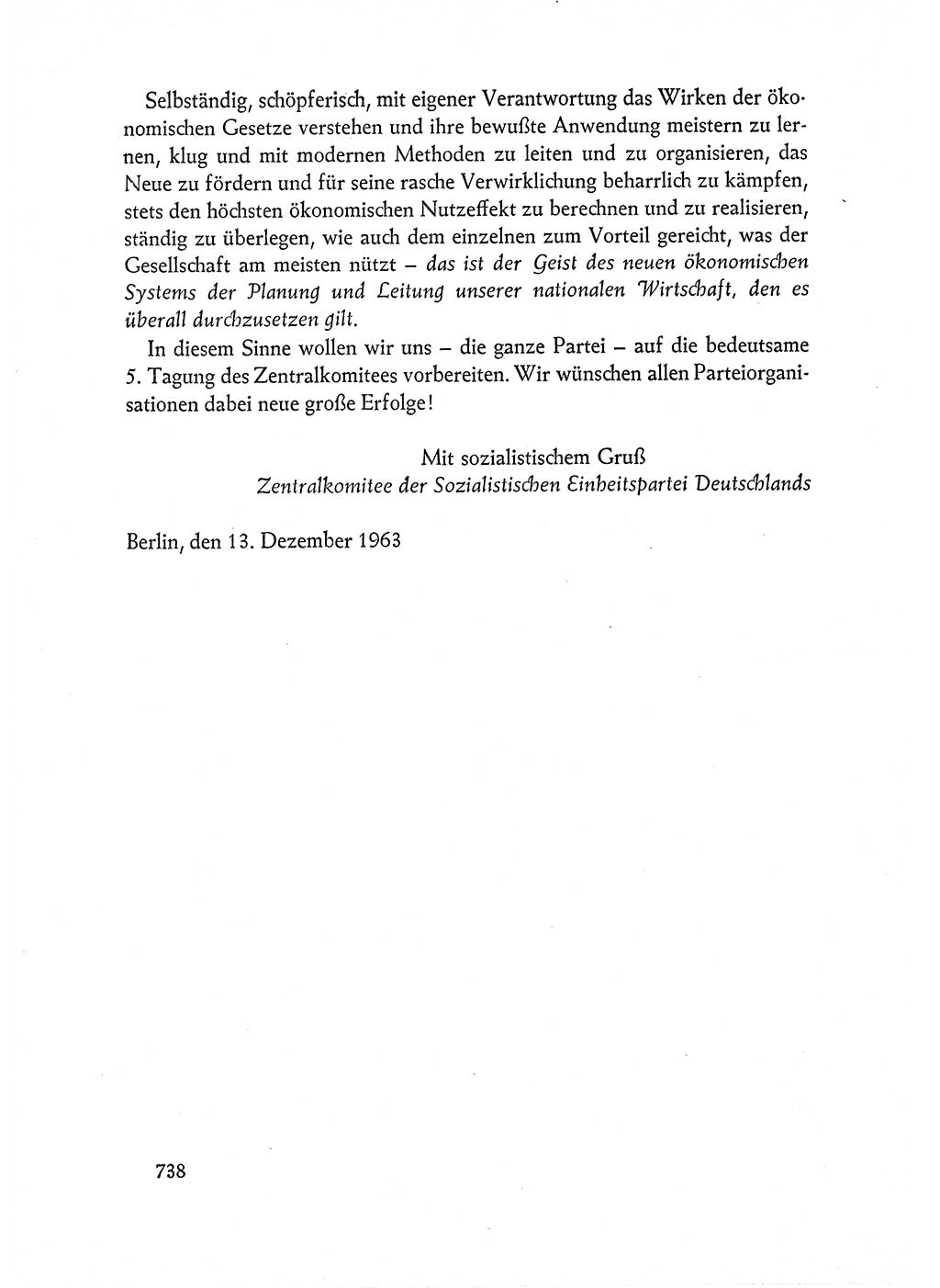 Dokumente der Sozialistischen Einheitspartei Deutschlands (SED) [Deutsche Demokratische Republik (DDR)] 1962-1963, Seite 738 (Dok. SED DDR 1962-1963, S. 738)