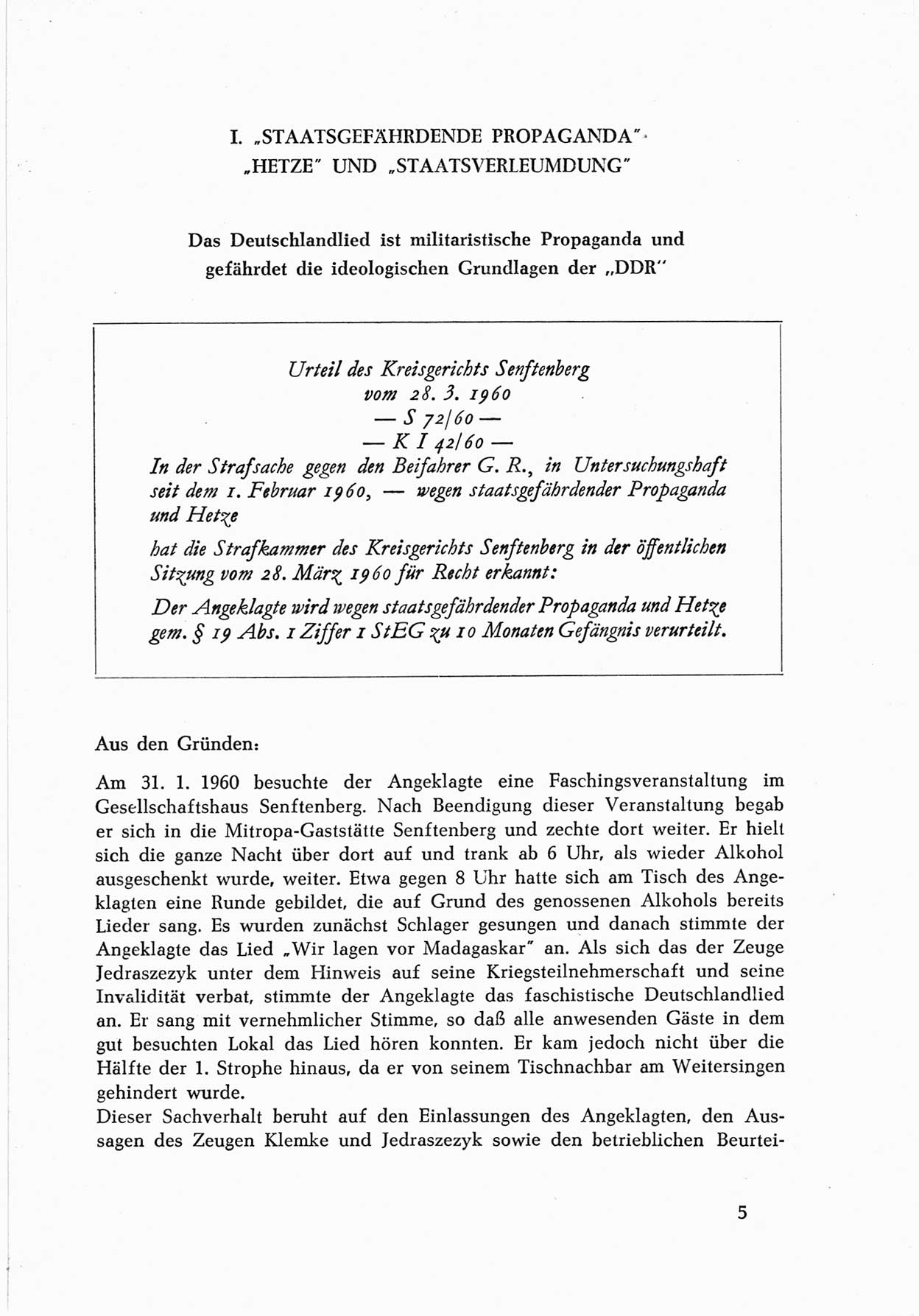 Dokumente des Unrechts, das SED-Regime [Deutsche Demokratische Republik (DDR)] in der Praxis, fünfte Folge, herausgegeben vom Bundesministerium für gesamtdeutsche Fragen (BMG) [Bundesrepublik Deutschland (BRD)], Bonn und Berlin 1962, Seite 5 (Dok. UnR. SED-Reg. DDR BMG BRD 1962, S. 5)