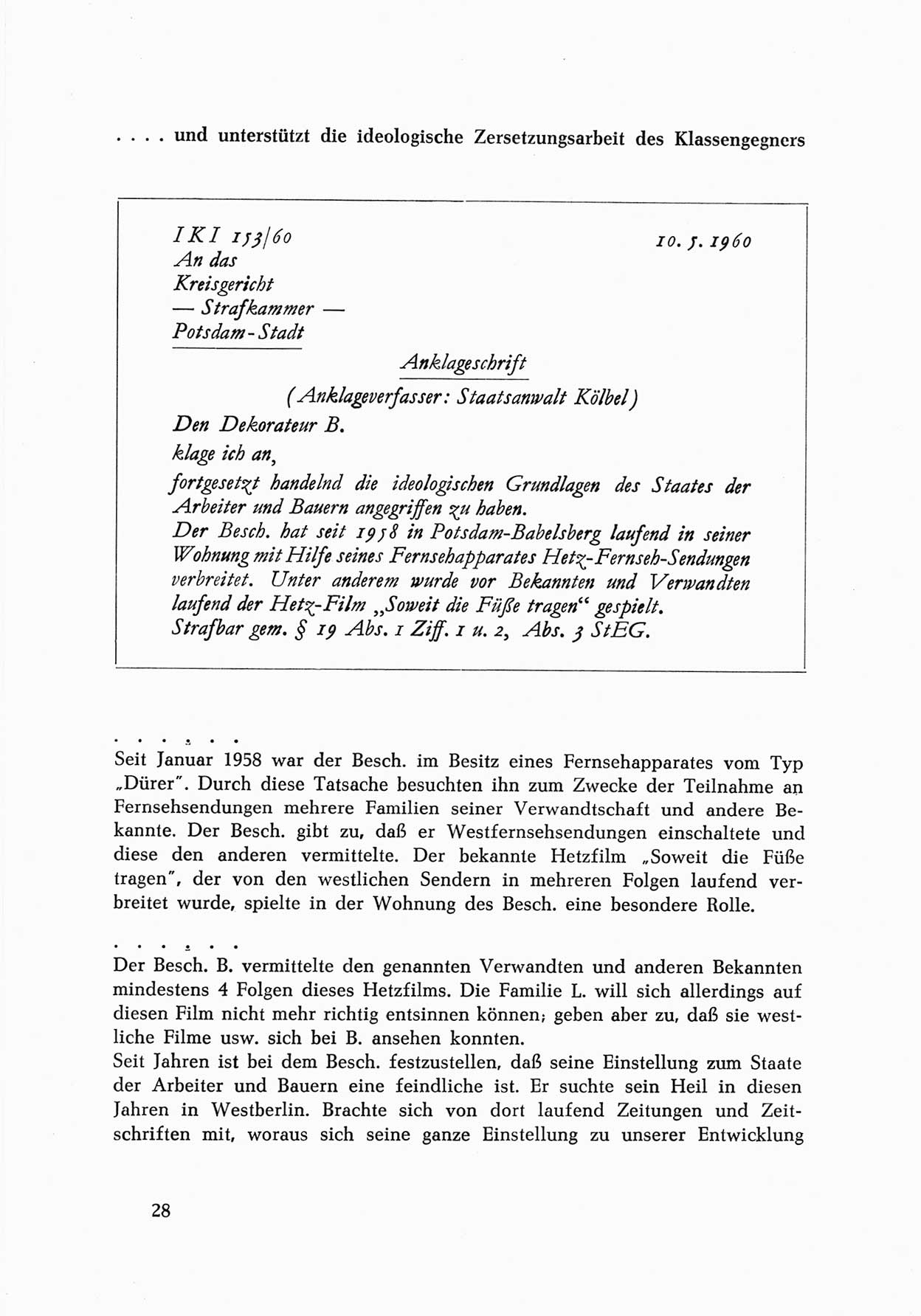 Dokumente des Unrechts, das SED-Regime [Deutsche Demokratische Republik (DDR)] in der Praxis, fünfte Folge, herausgegeben vom Bundesministerium für gesamtdeutsche Fragen (BMG) [Bundesrepublik Deutschland (BRD)], Bonn und Berlin 1962, Seite 28 (Dok. UnR. SED-Reg. DDR BMG BRD 1962, S. 28)