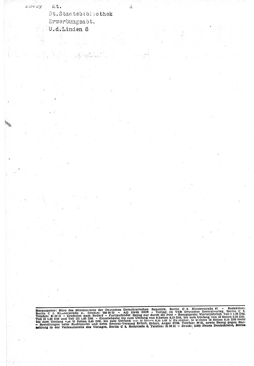 Gesetzblatt (GBl.) der Deutschen Demokratischen Republik (DDR) Teil Ⅰ 1962, Seite 90 (GBl. DDR Ⅰ 1962, S. 90)