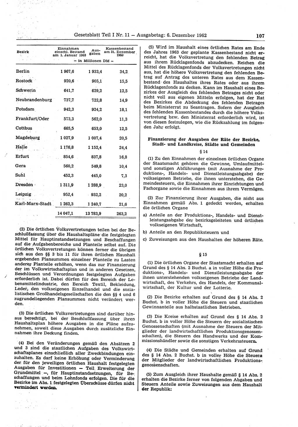 Gesetzblatt (GBl.) der Deutschen Demokratischen Republik (DDR) Teil Ⅰ 1962, Seite 107 (GBl. DDR Ⅰ 1962, S. 107)